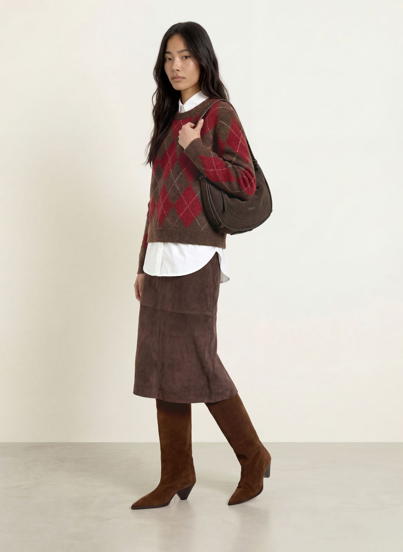 YERSE Lederrock SUEDE: DUNKELBRAUN