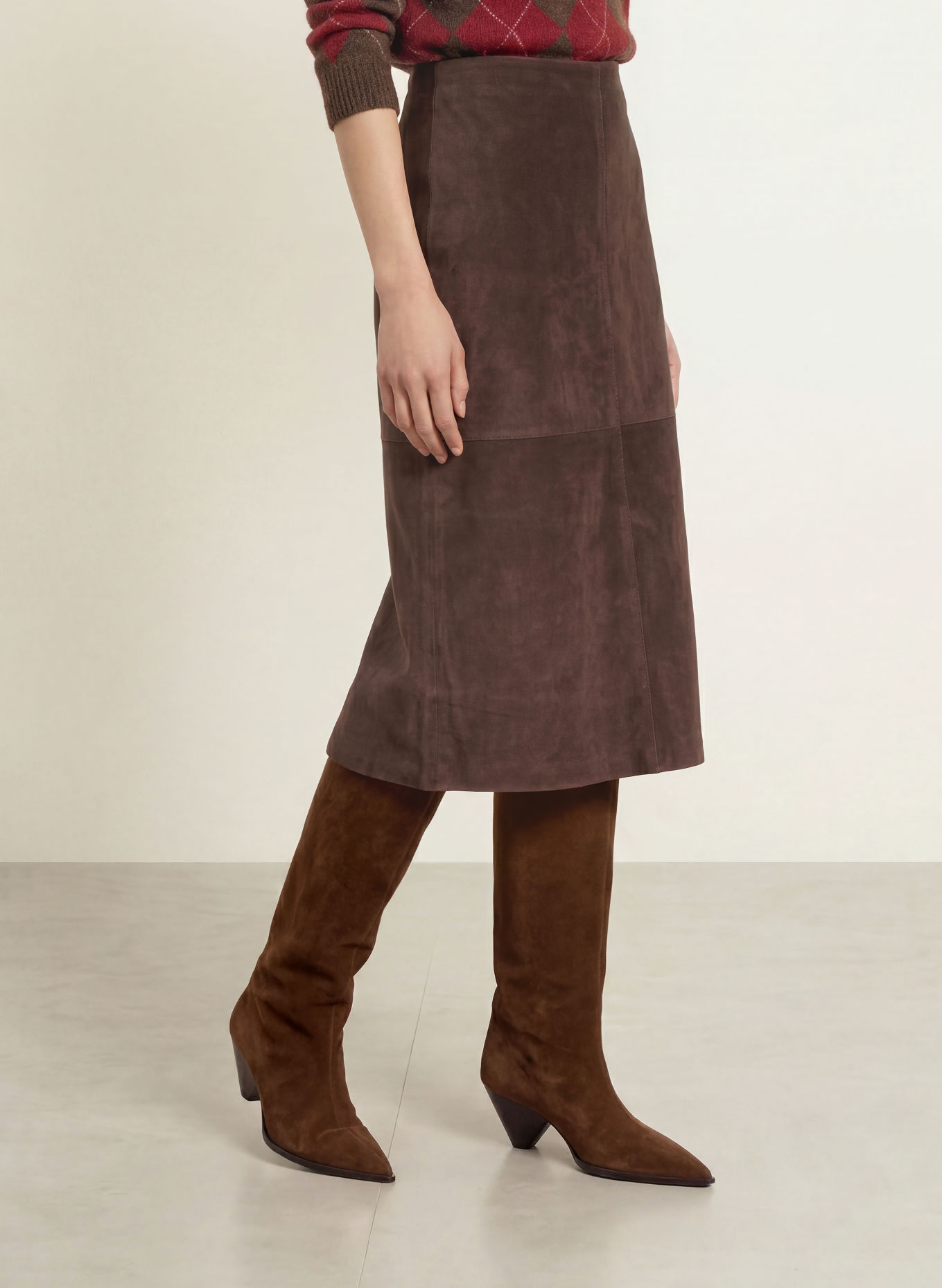 YERSE Lederrock SUEDE: DUNKELBRAUN