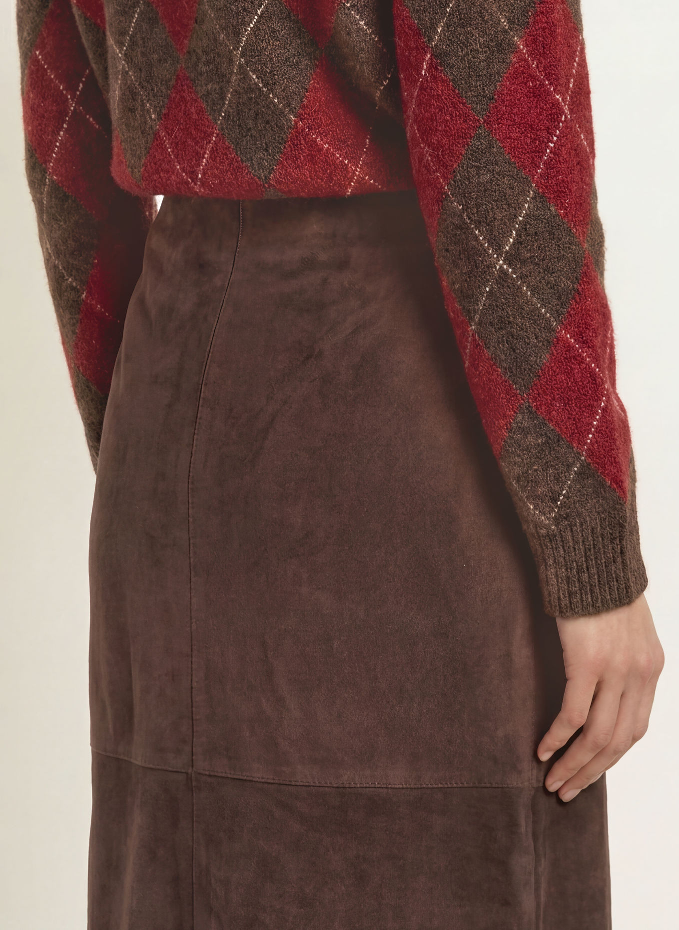 YERSE Lederrock SUEDE: DUNKELBRAUN