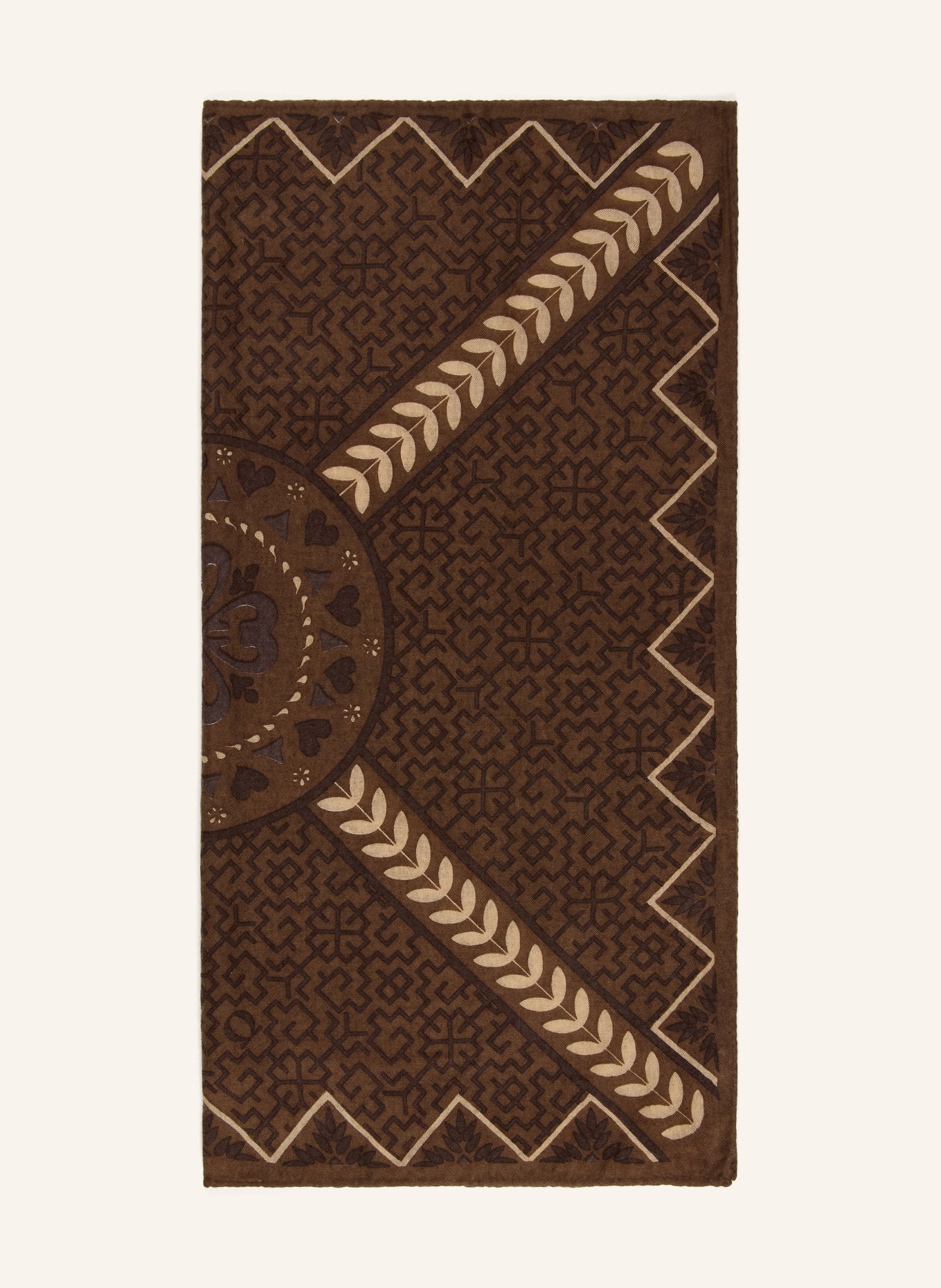 PURSCHOEN Cashmere Scarf: BROWN / LIGHT BROWN / DARK BROWN