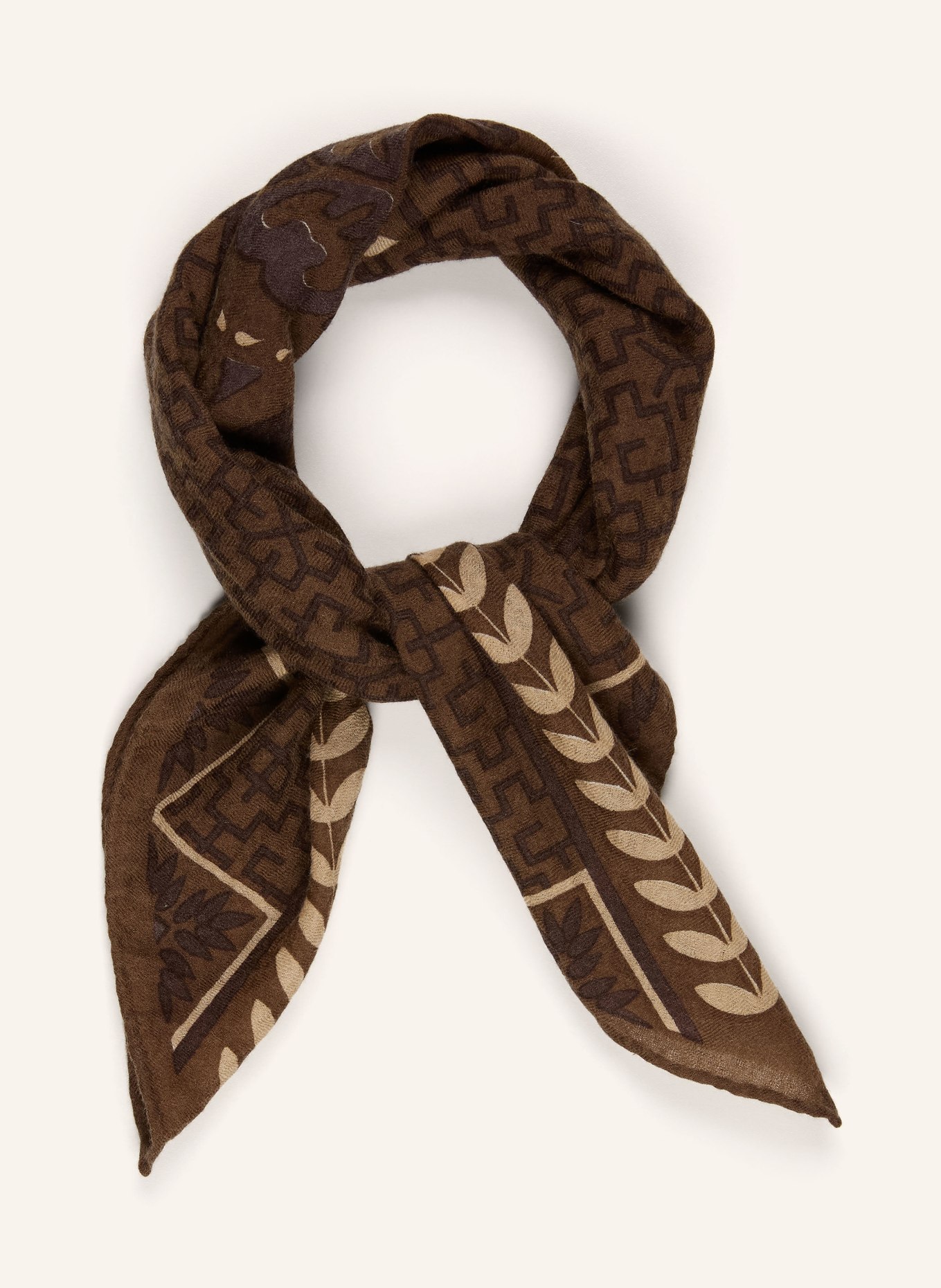 PURSCHOEN Cashmere Scarf: BROWN / LIGHT BROWN / DARK BROWN