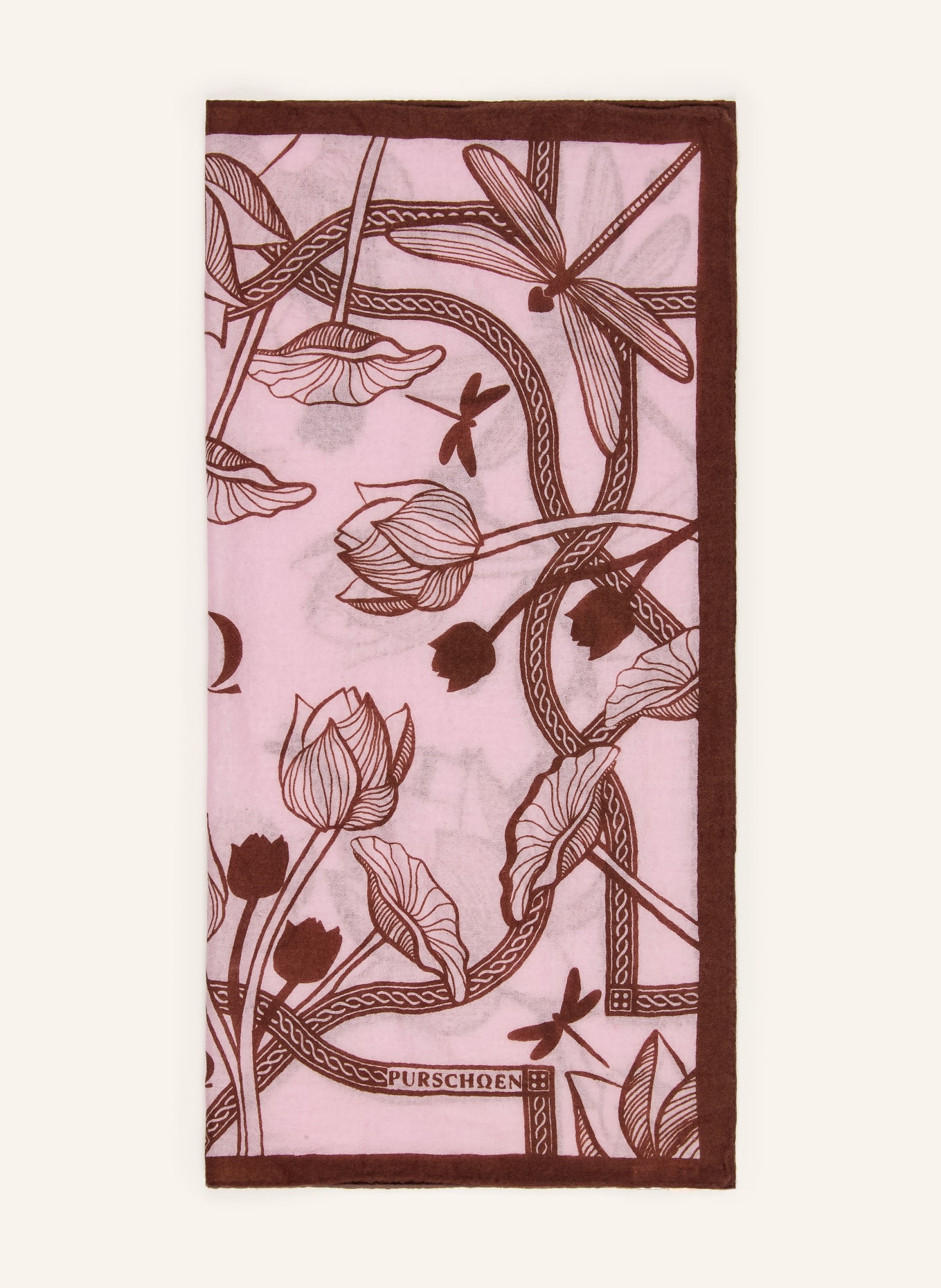 PURSCHOEN Cashmere Scarf DRAGON FLY: ROSE / BROWN