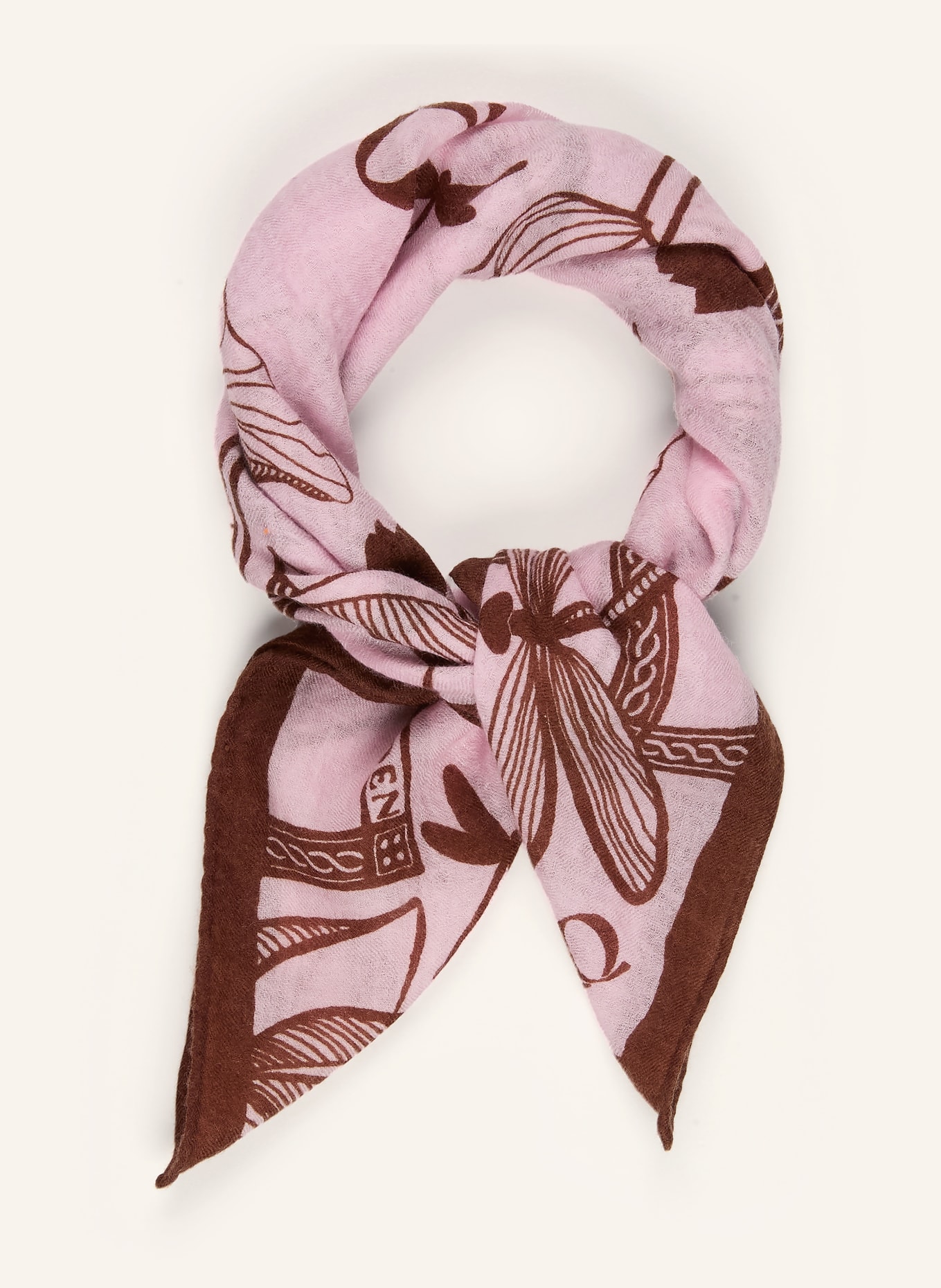 PURSCHOEN Cashmere Scarf DRAGON FLY: ROSE / BROWN