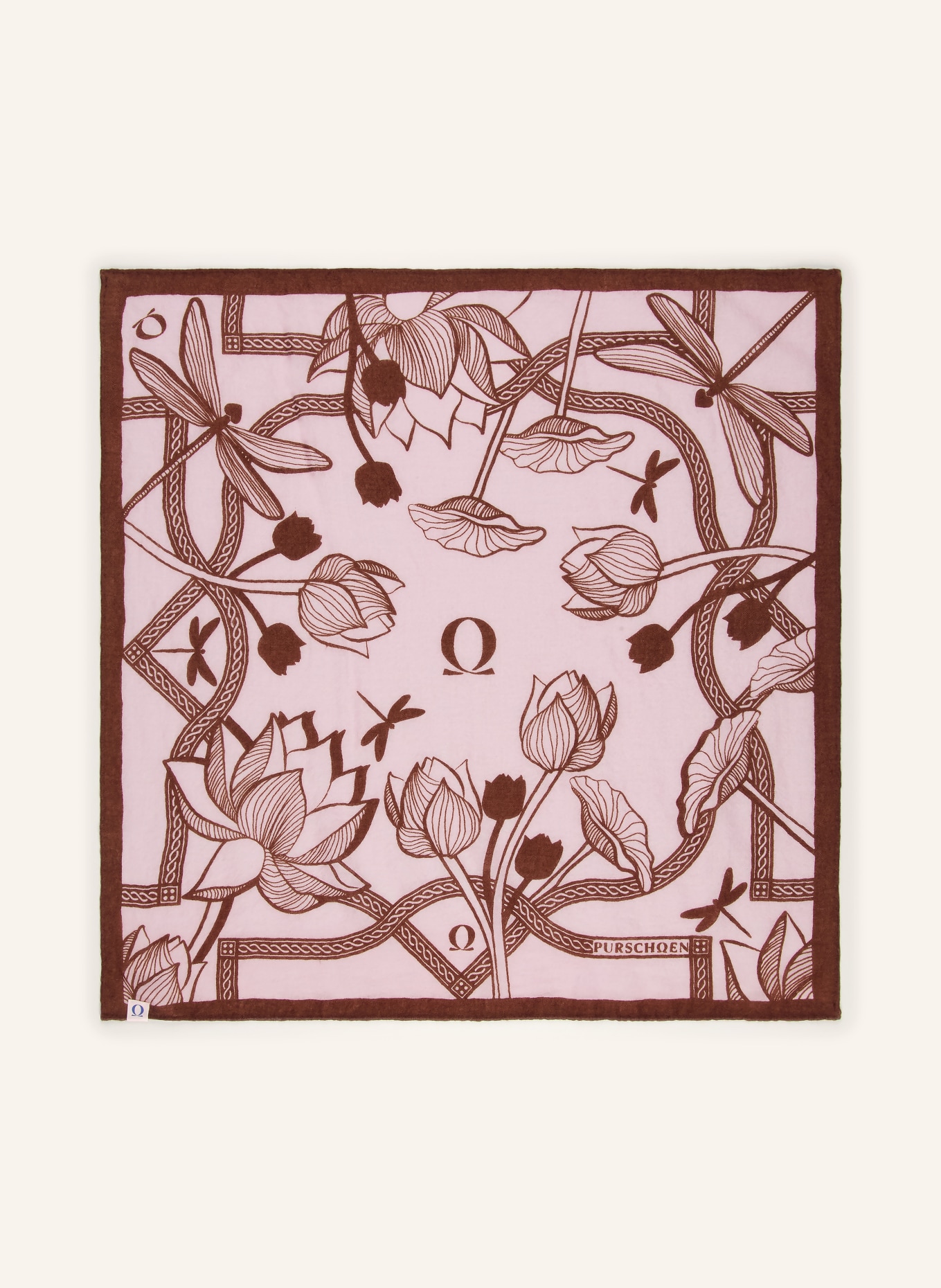 PURSCHOEN Cashmere Scarf DRAGON FLY: ROSE / BROWN