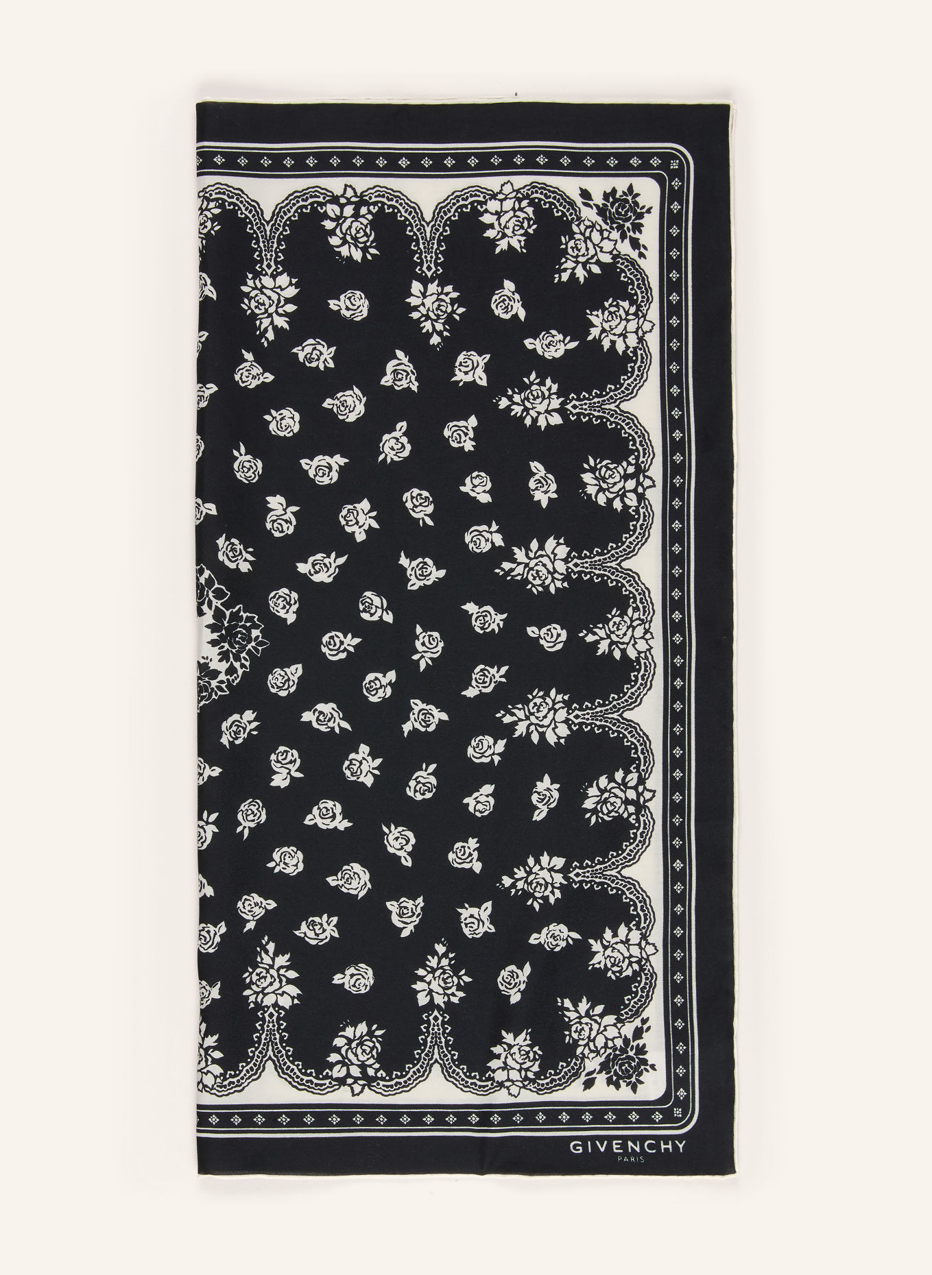 GIVENCHY Scarf with silk: BLACK / WHITE