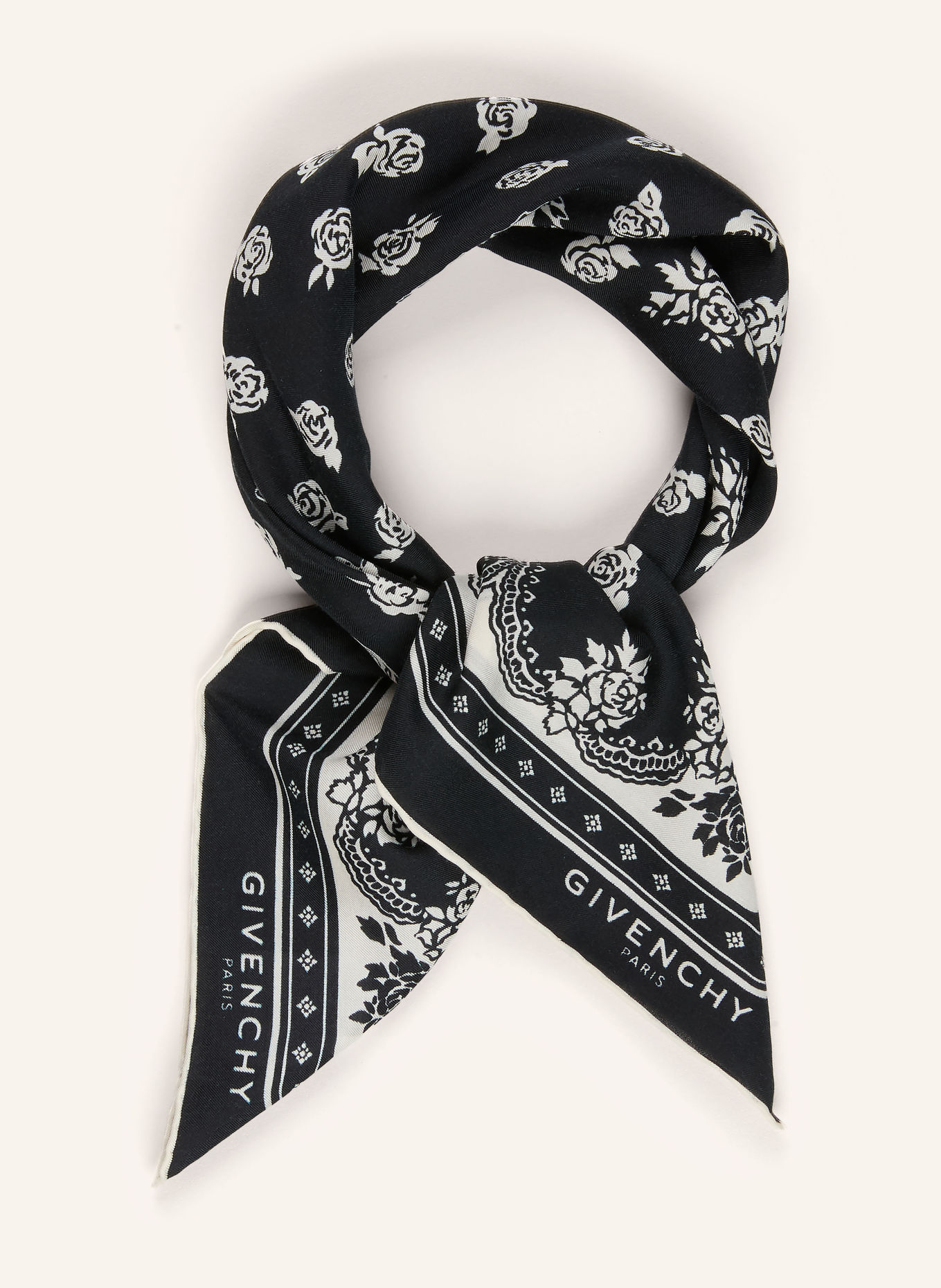 GIVENCHY Scarf with silk: BLACK / WHITE