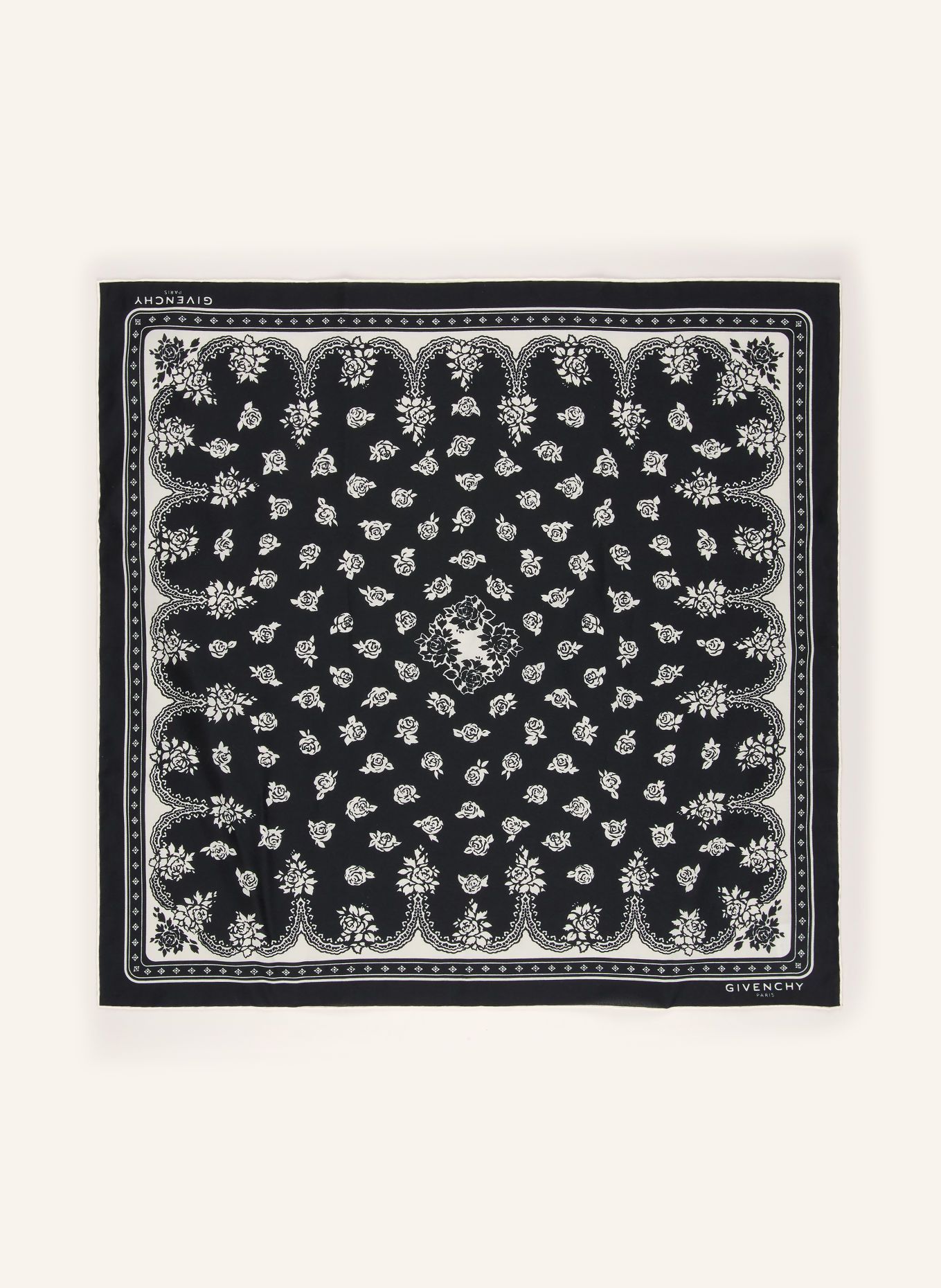 GIVENCHY Scarf with silk: BLACK / WHITE