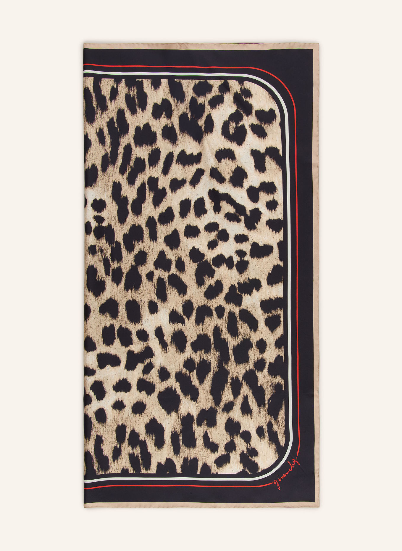 GIVENCHY Silk scarf: BEIGE / RED / BLACK