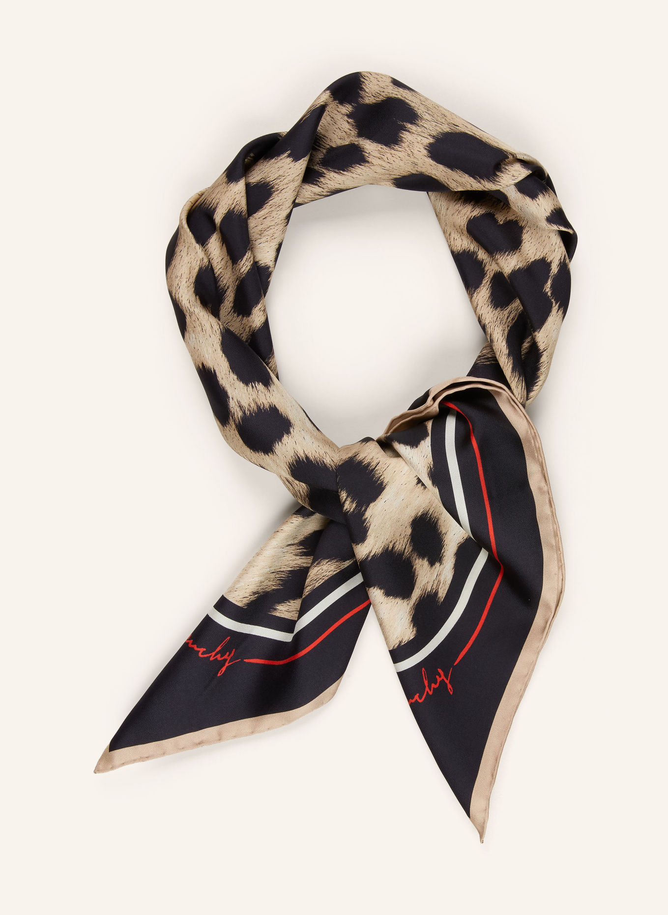 GIVENCHY Silk scarf: BEIGE / RED / BLACK