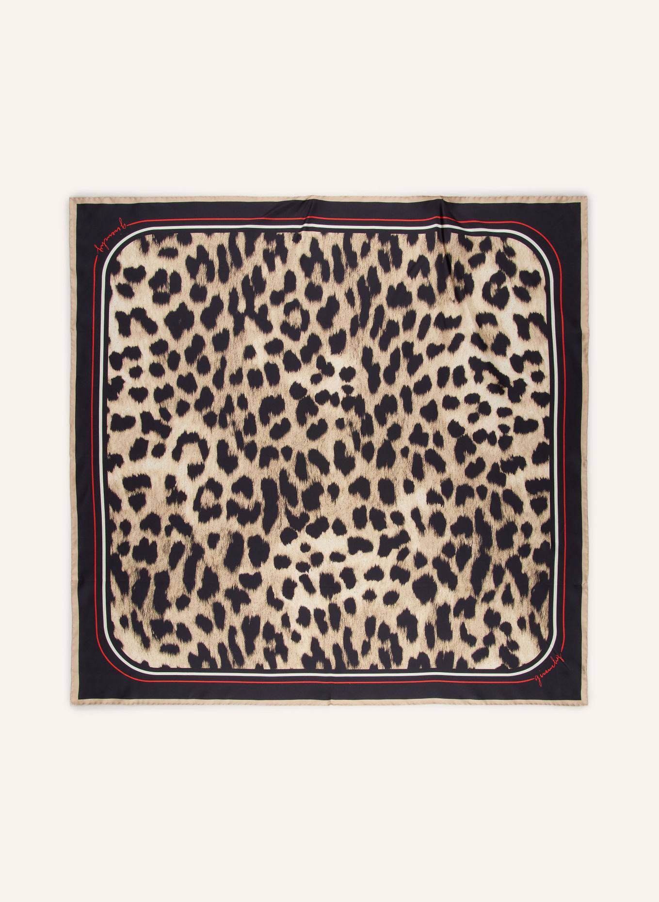 GIVENCHY Silk scarf: BEIGE / RED / BLACK