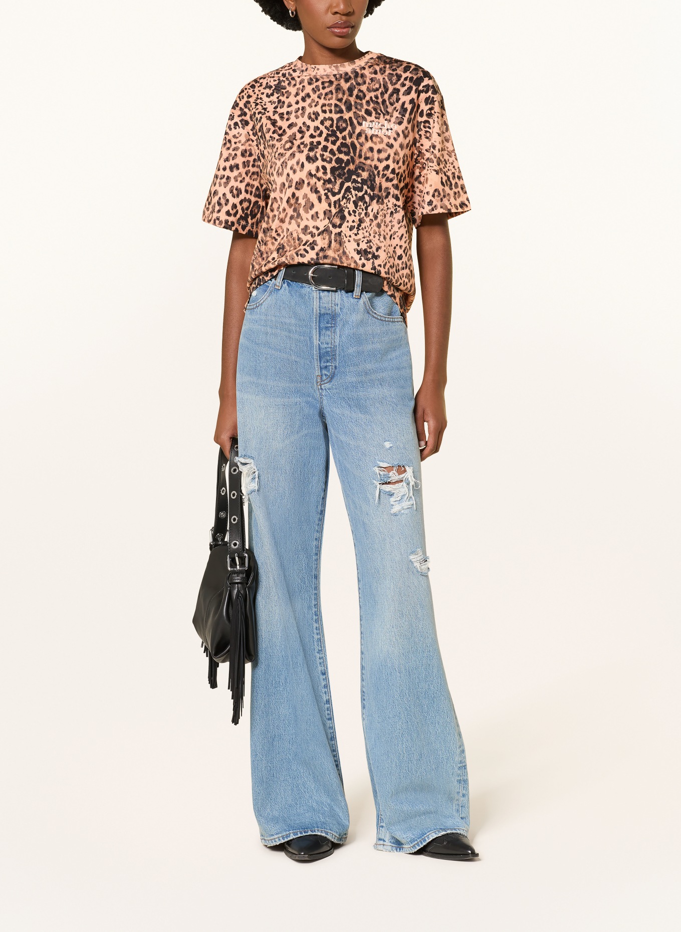 MRS & HUGS T-shirt: CAMEL / ZWART