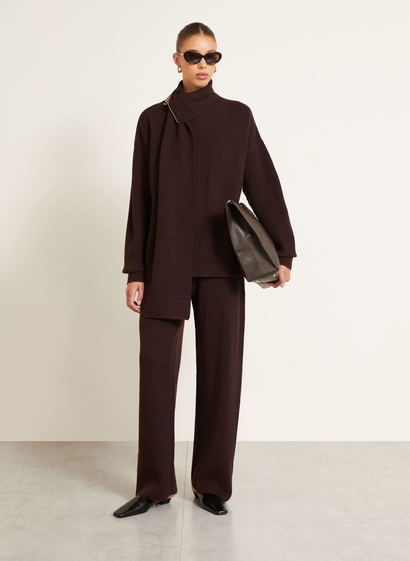 SPORTMAX Strickhose GOLOSO: DUNKELBRAUN