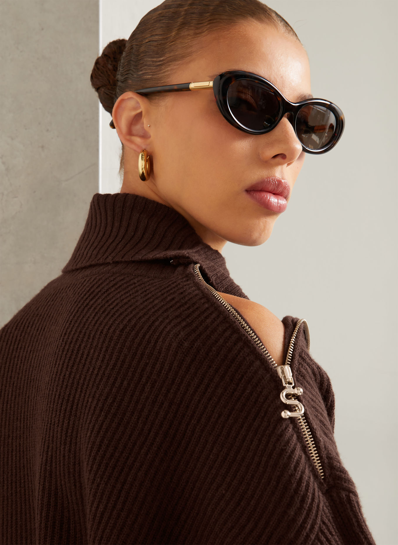 SPORTMAX Rollkragenpullover FELTRO: DUNKELBRAUN