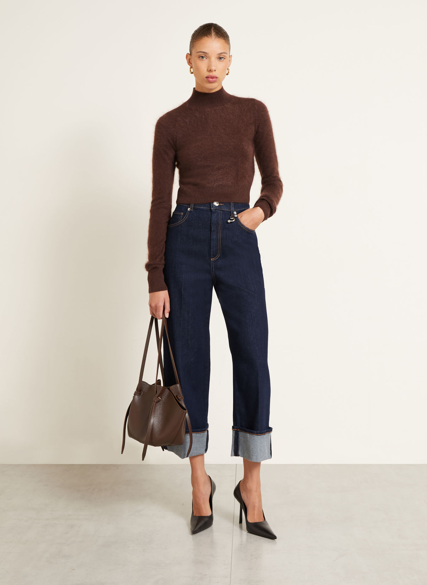 SPORTMAX Cropped-Pullover AGIO aus Cashmere: DUNKELBRAUN