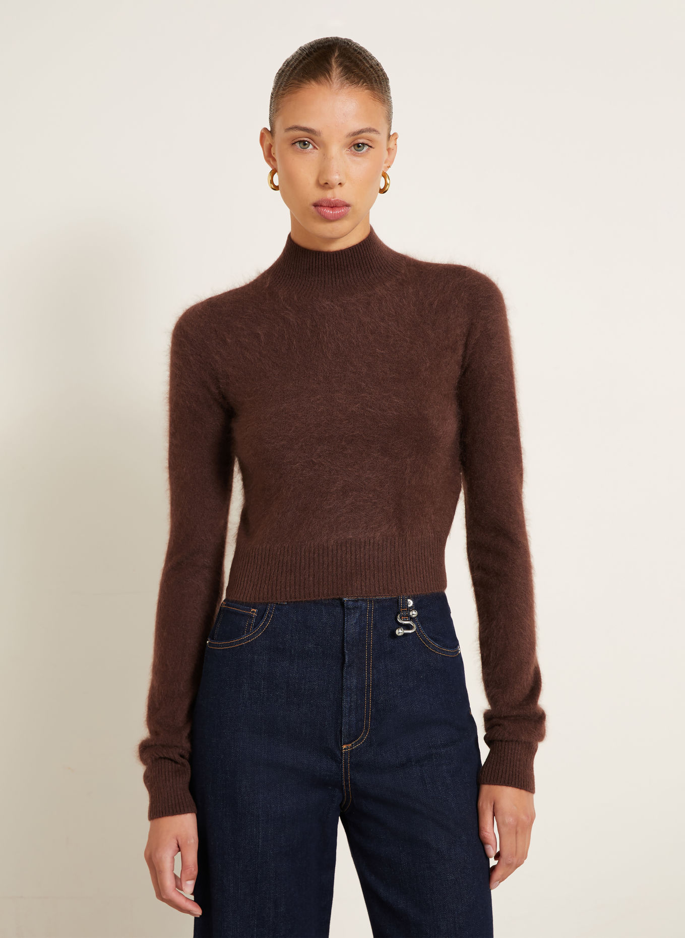 SPORTMAX Cropped-Pullover AGIO aus Cashmere: DUNKELBRAUN