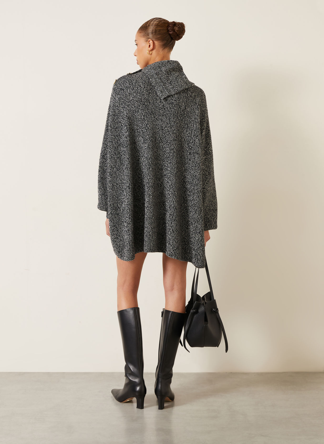 SPORTMAX Oversized-Strickkleid ALIBI: SCHWARZ / WEISS