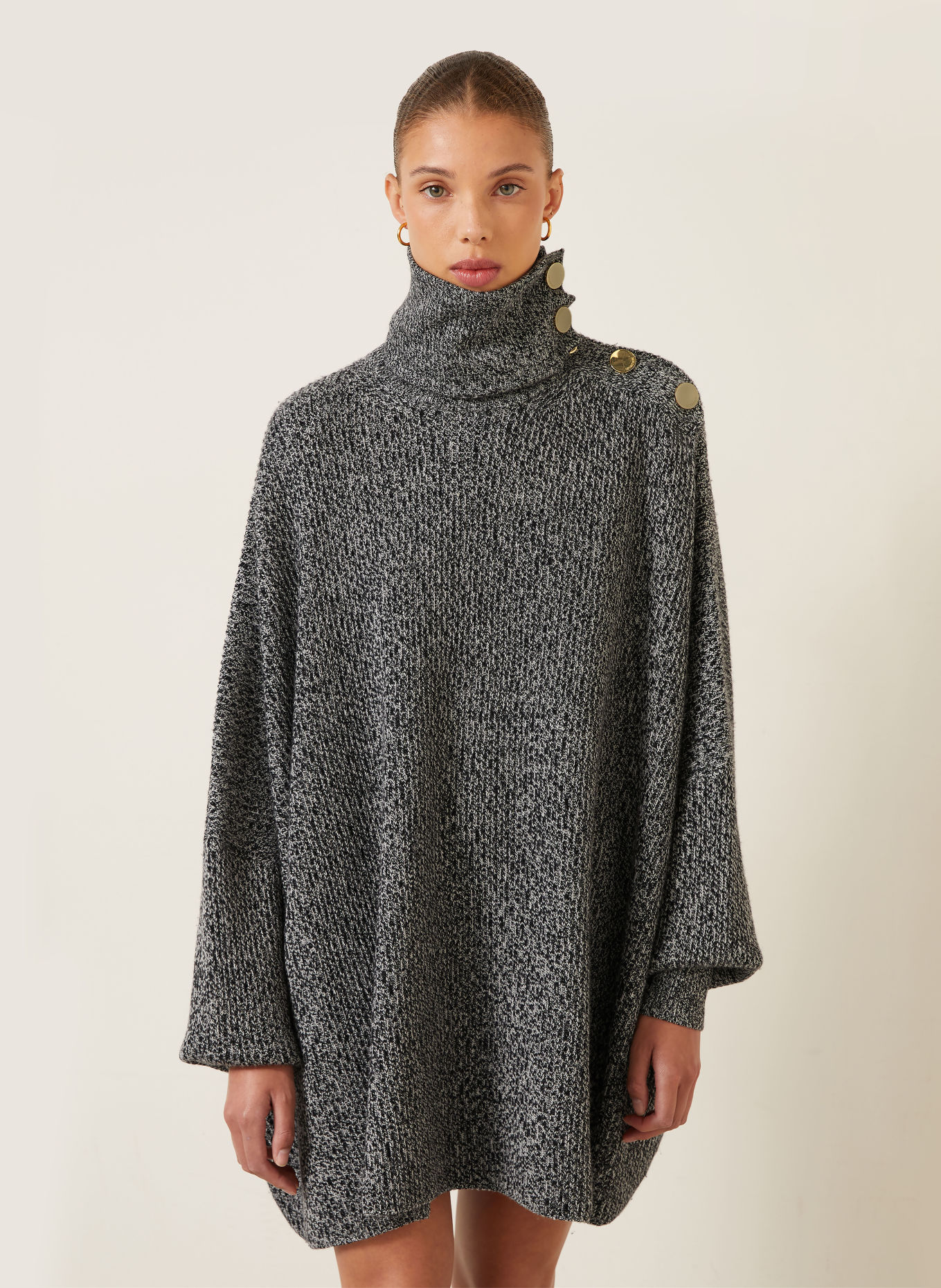 SPORTMAX Oversized-Strickkleid ALIBI: SCHWARZ / WEISS