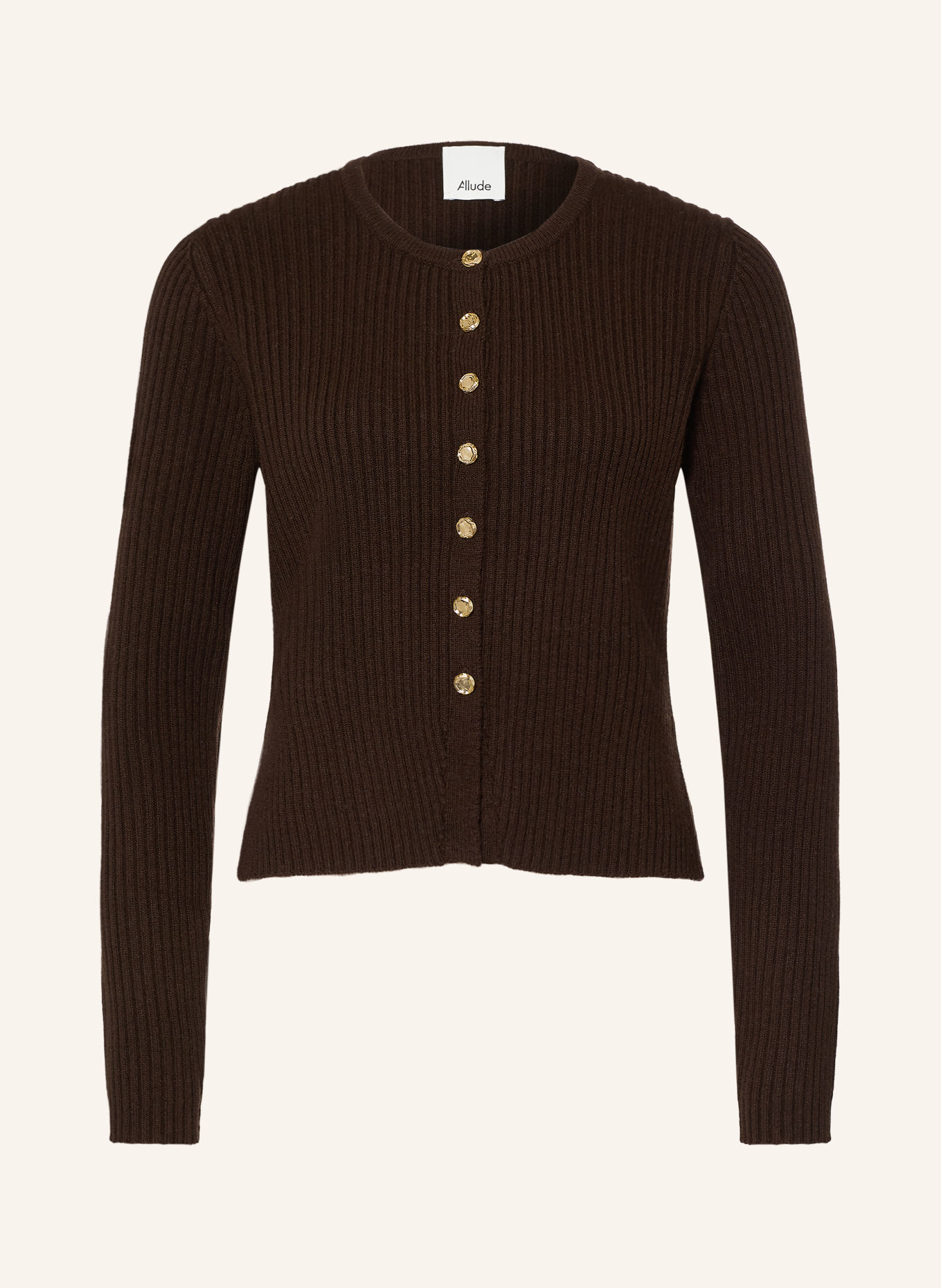 ALLUDE Strickjacke mit Cashmere: DUNKELBRAUN