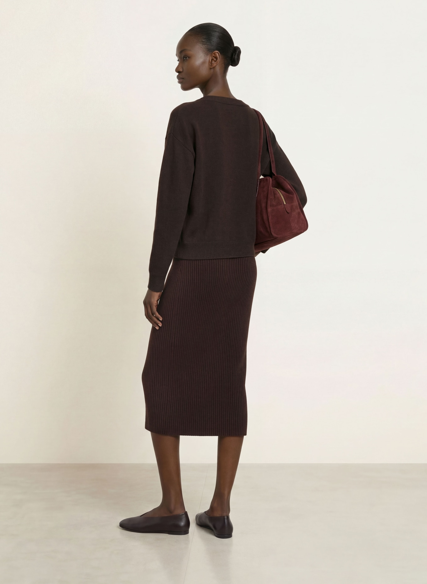ALLUDE Knit skirt with cashmere: DARK BROWN