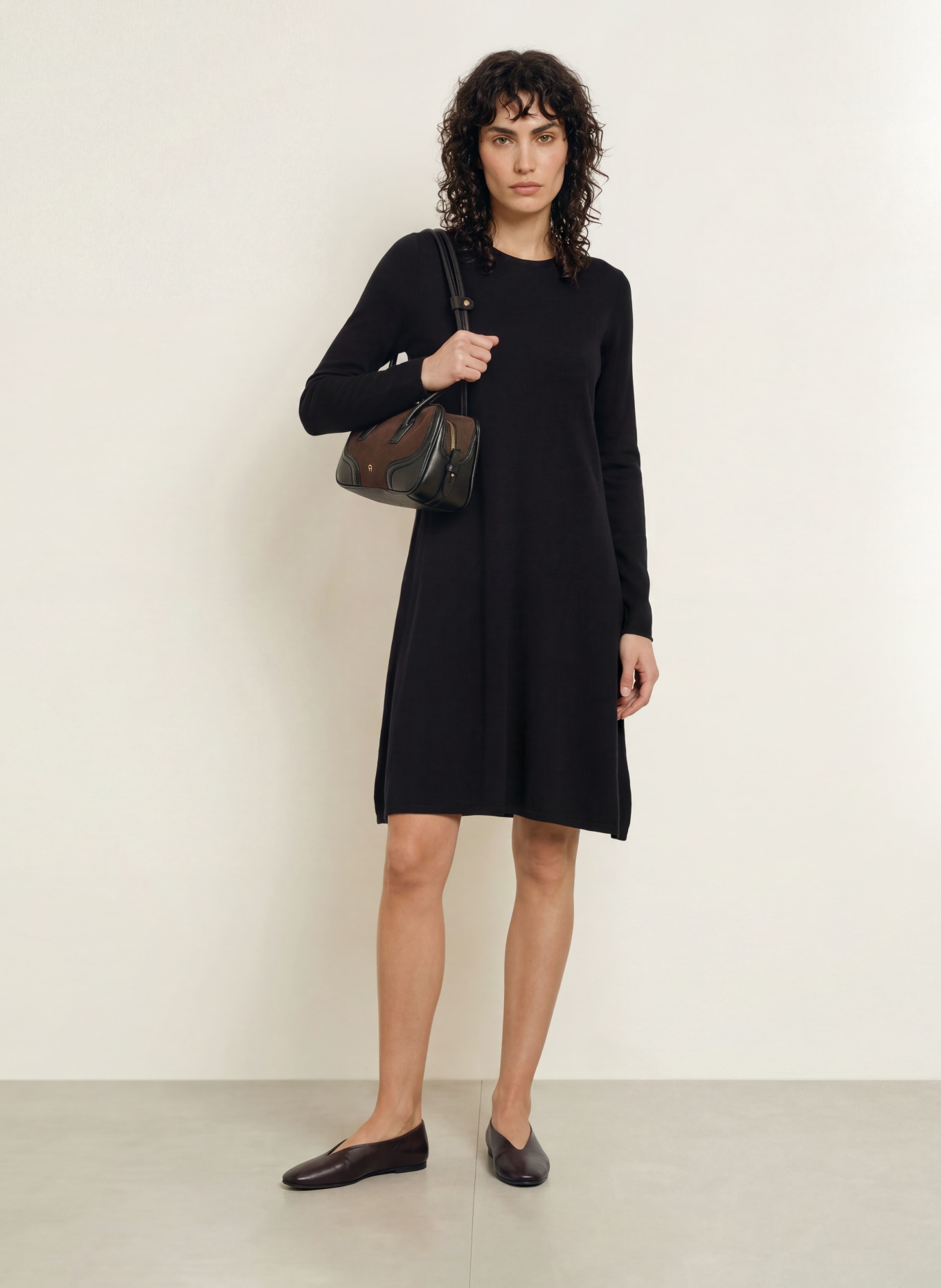 ALLUDE Knitted dress with cashmere: DARK BLUE