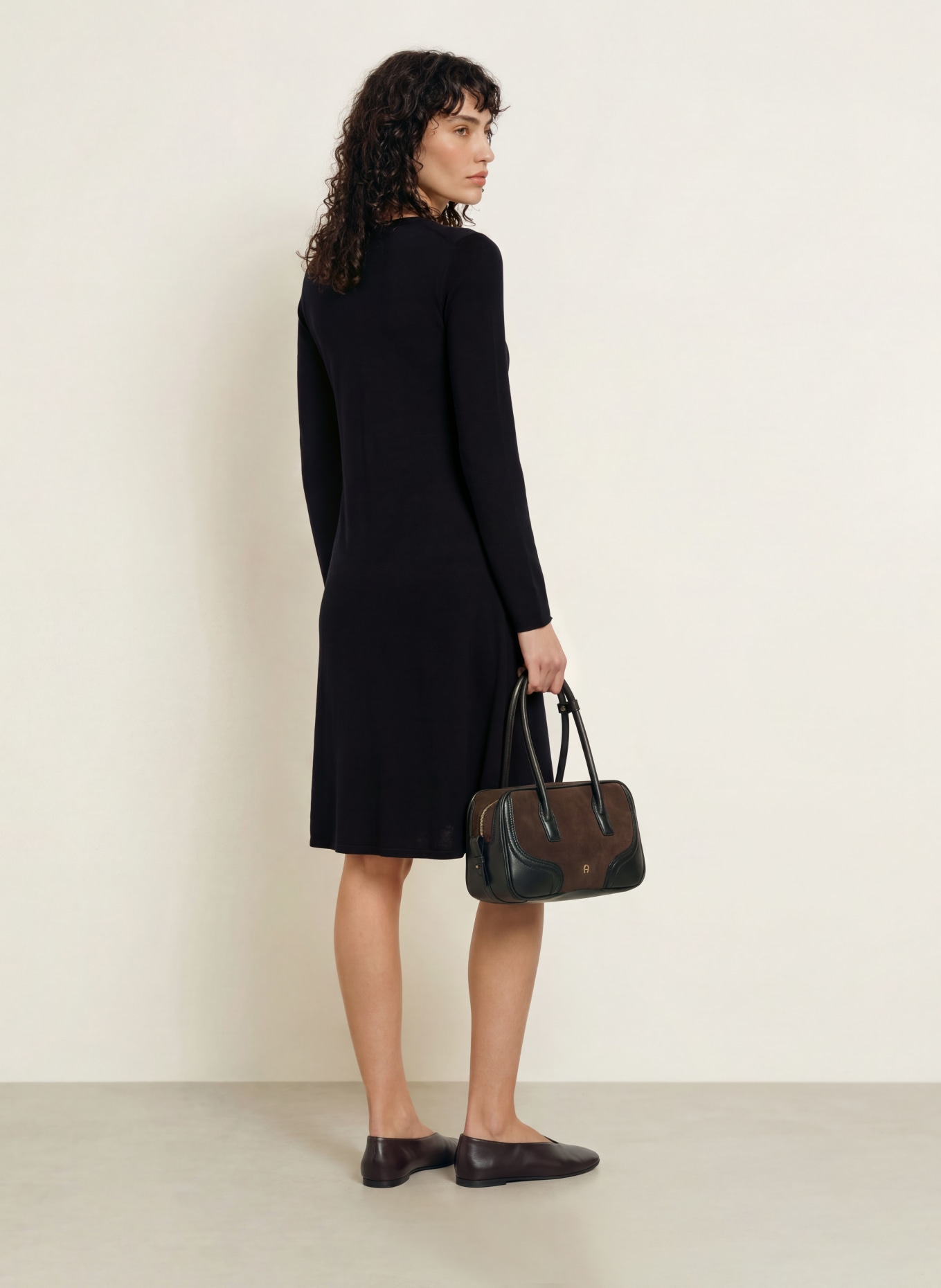 ALLUDE Knitted dress with cashmere: DARK BLUE