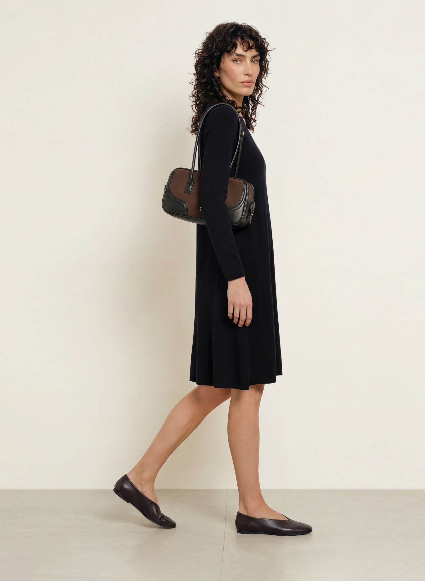 ALLUDE Knitted dress with cashmere: DARK BLUE