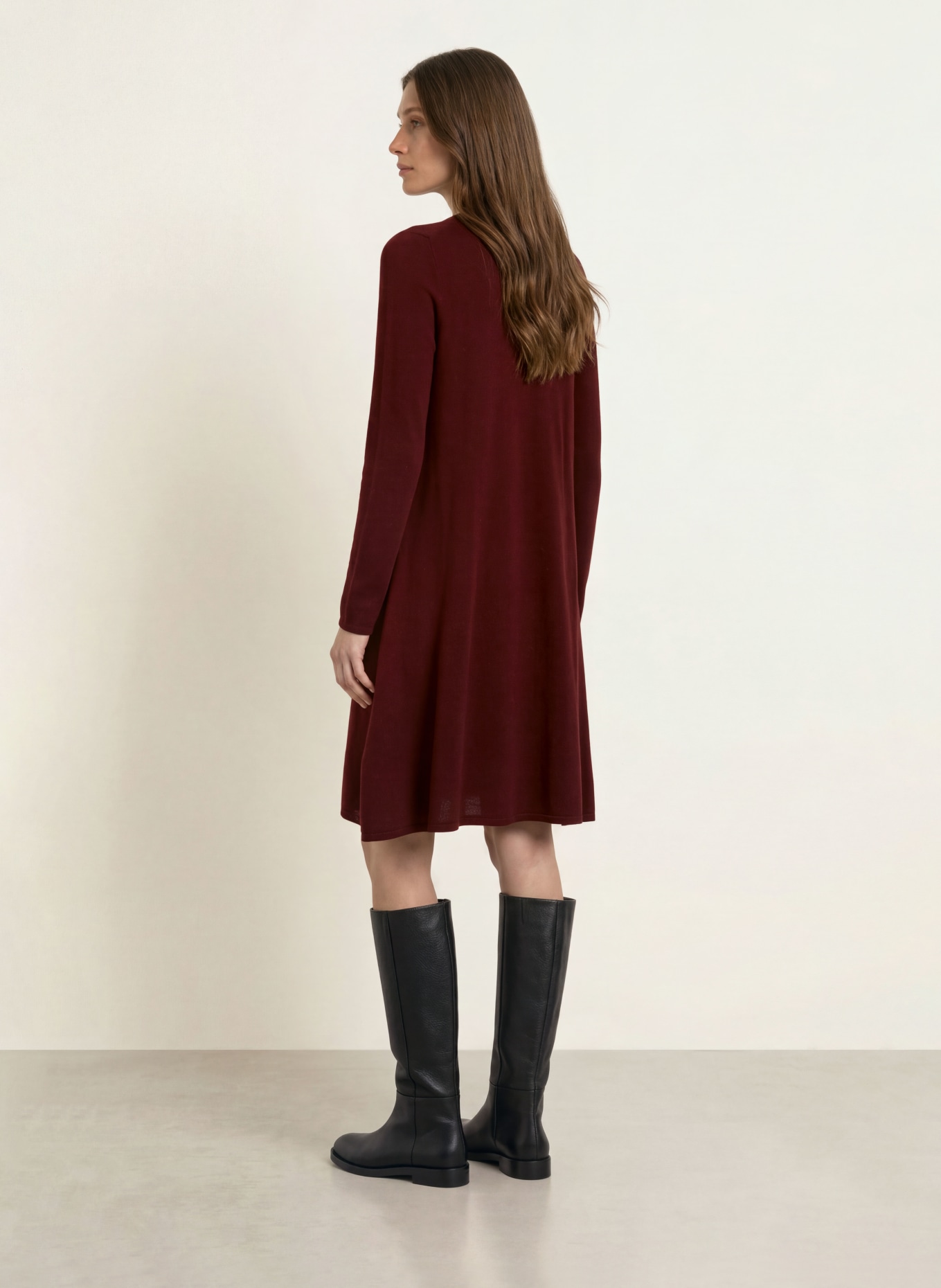 ALLUDE Knitted dress with cashmere: DARK RED