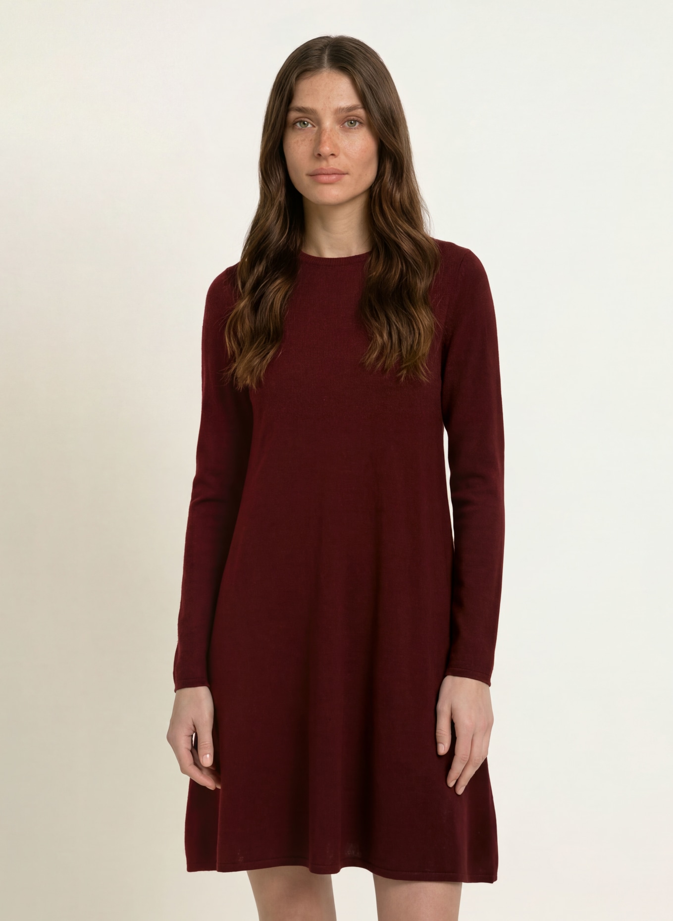 ALLUDE Knitted dress with cashmere: DARK RED