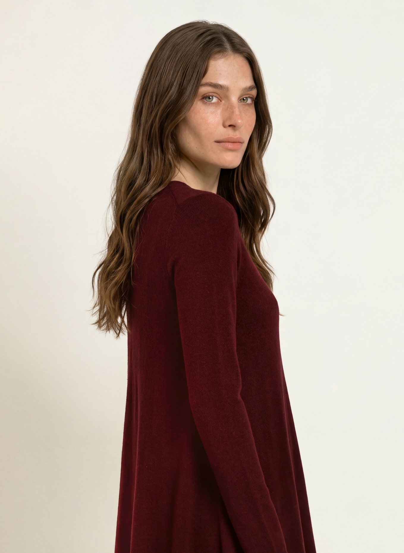 ALLUDE Knitted dress with cashmere: DARK RED