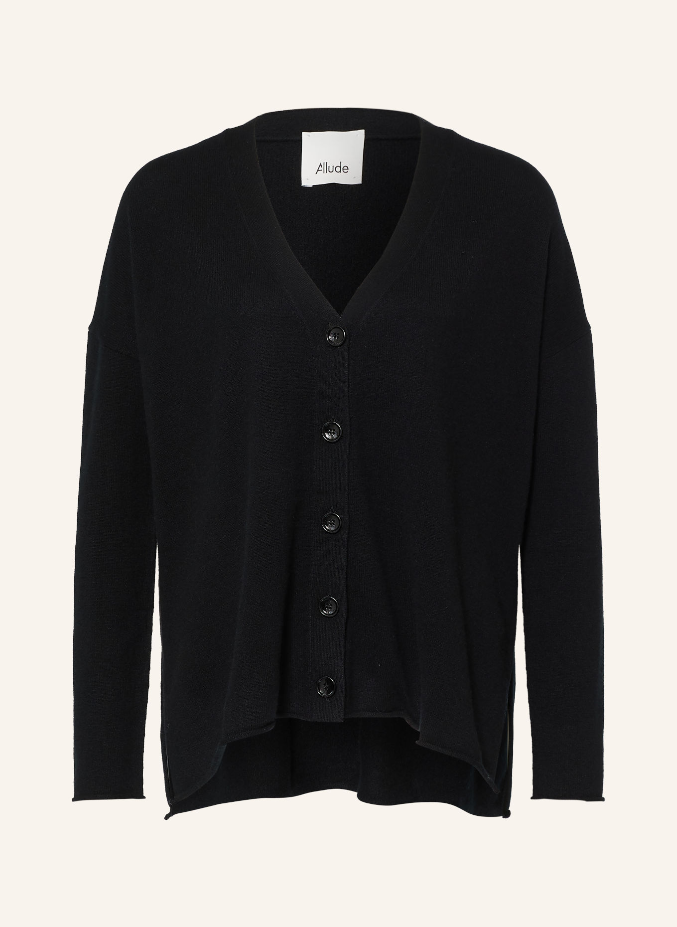 ALLUDE Oversized cashmere Cardigan: BLACK