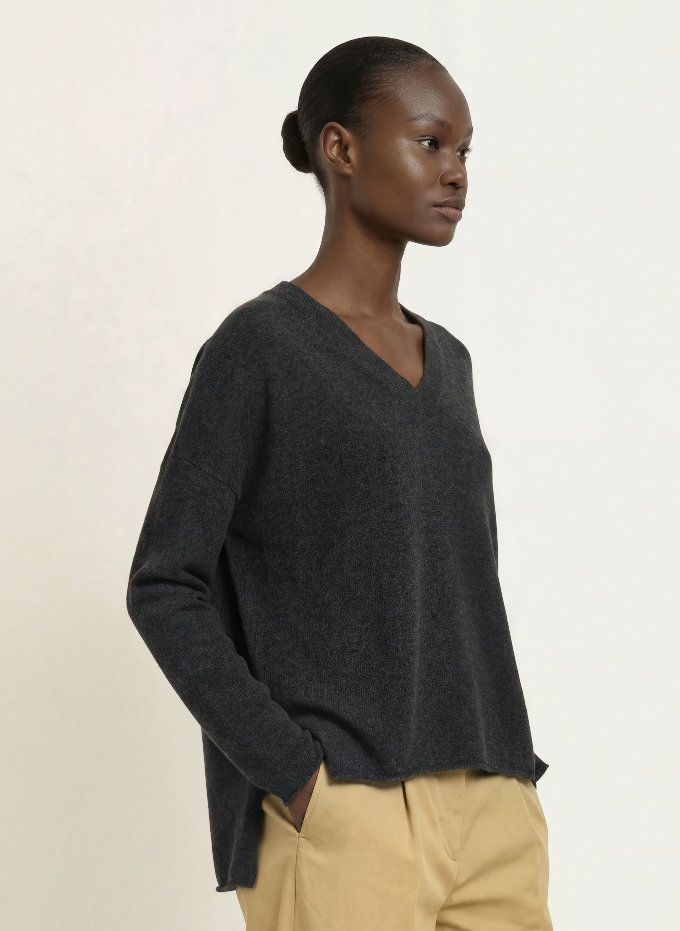 ALLUDE Cashmere-Pullover: DUNKELGRAU