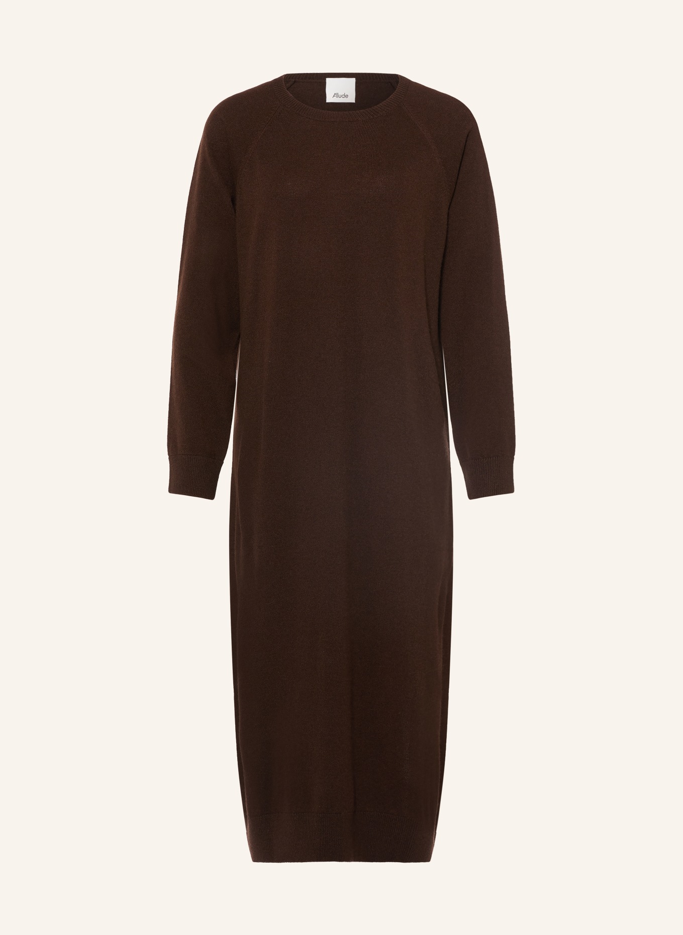 ALLUDE Gebreide jurk met kasjmier: MARRON FONCÉ