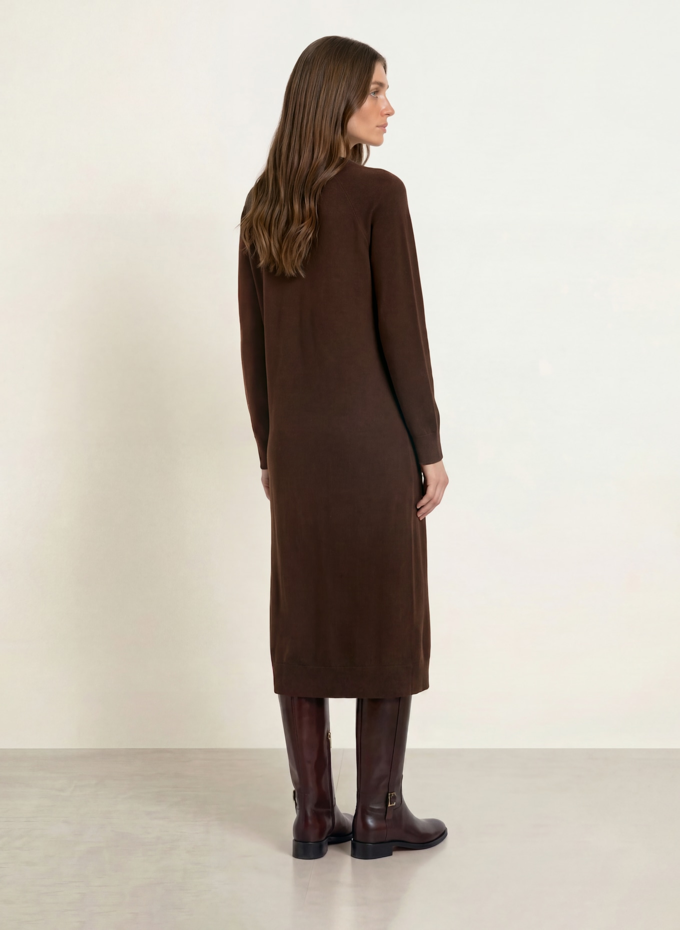 ALLUDE Gebreide jurk met kasjmier: MARRON FONCÉ