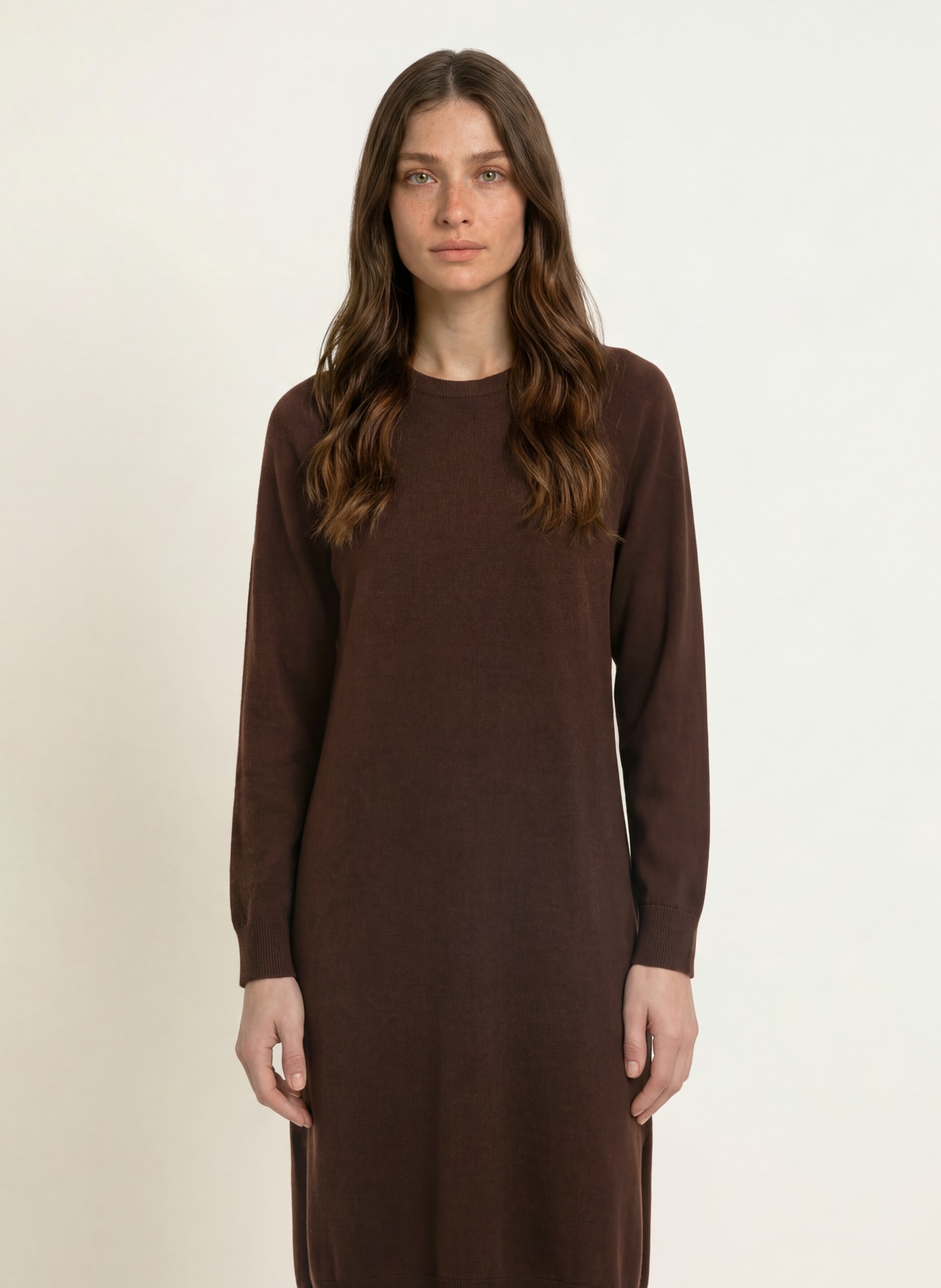 ALLUDE Gebreide jurk met kasjmier: MARRON FONCÉ