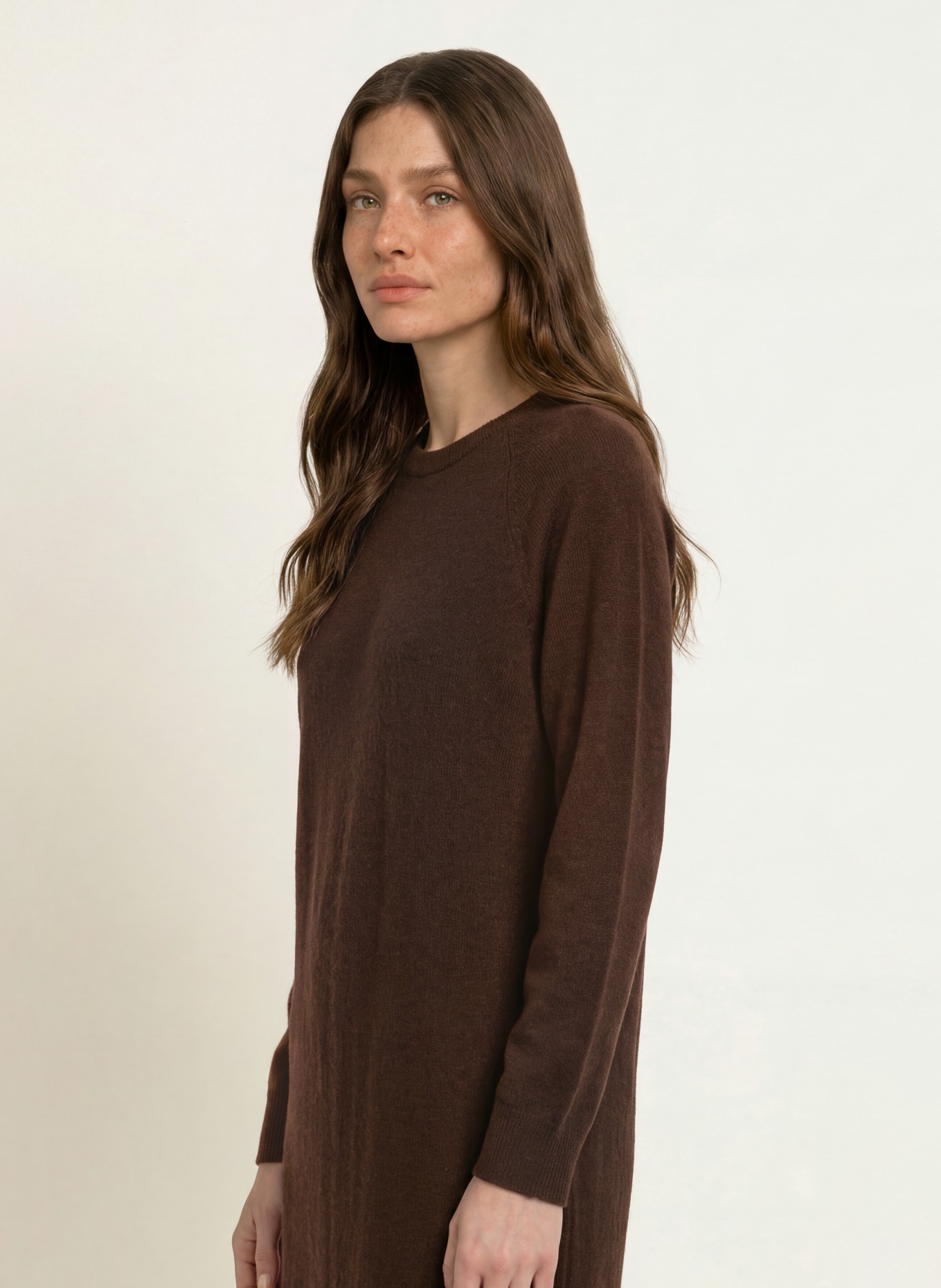 ALLUDE Gebreide jurk met kasjmier: MARRON FONCÉ