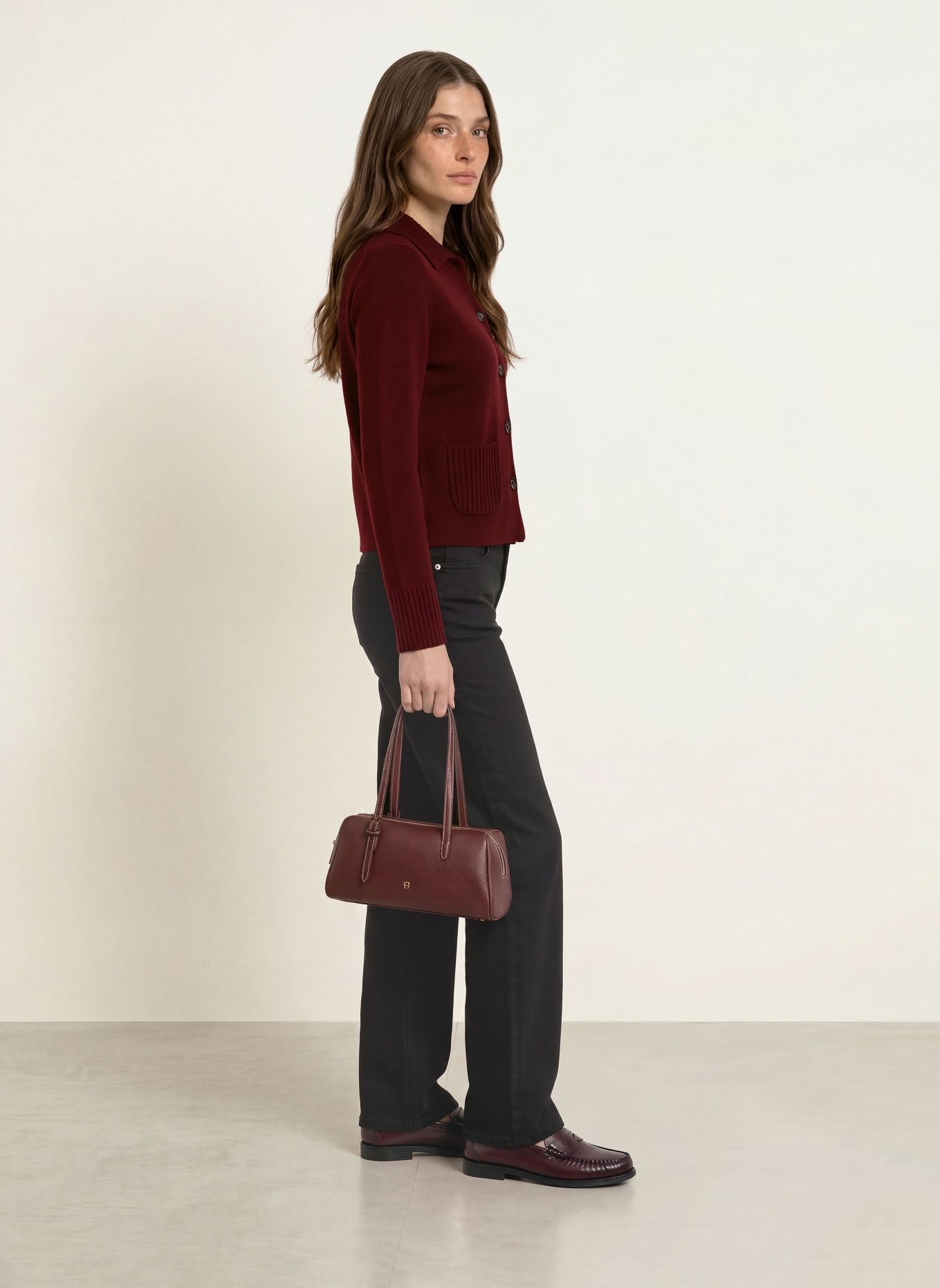 ALLUDE Cashmere Cardigan: DARK RED