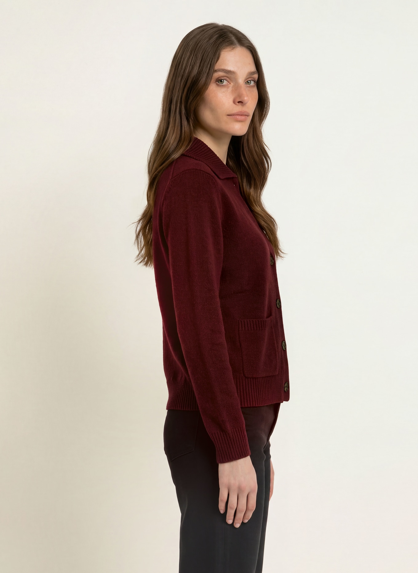ALLUDE Cashmere Cardigan: DARK RED