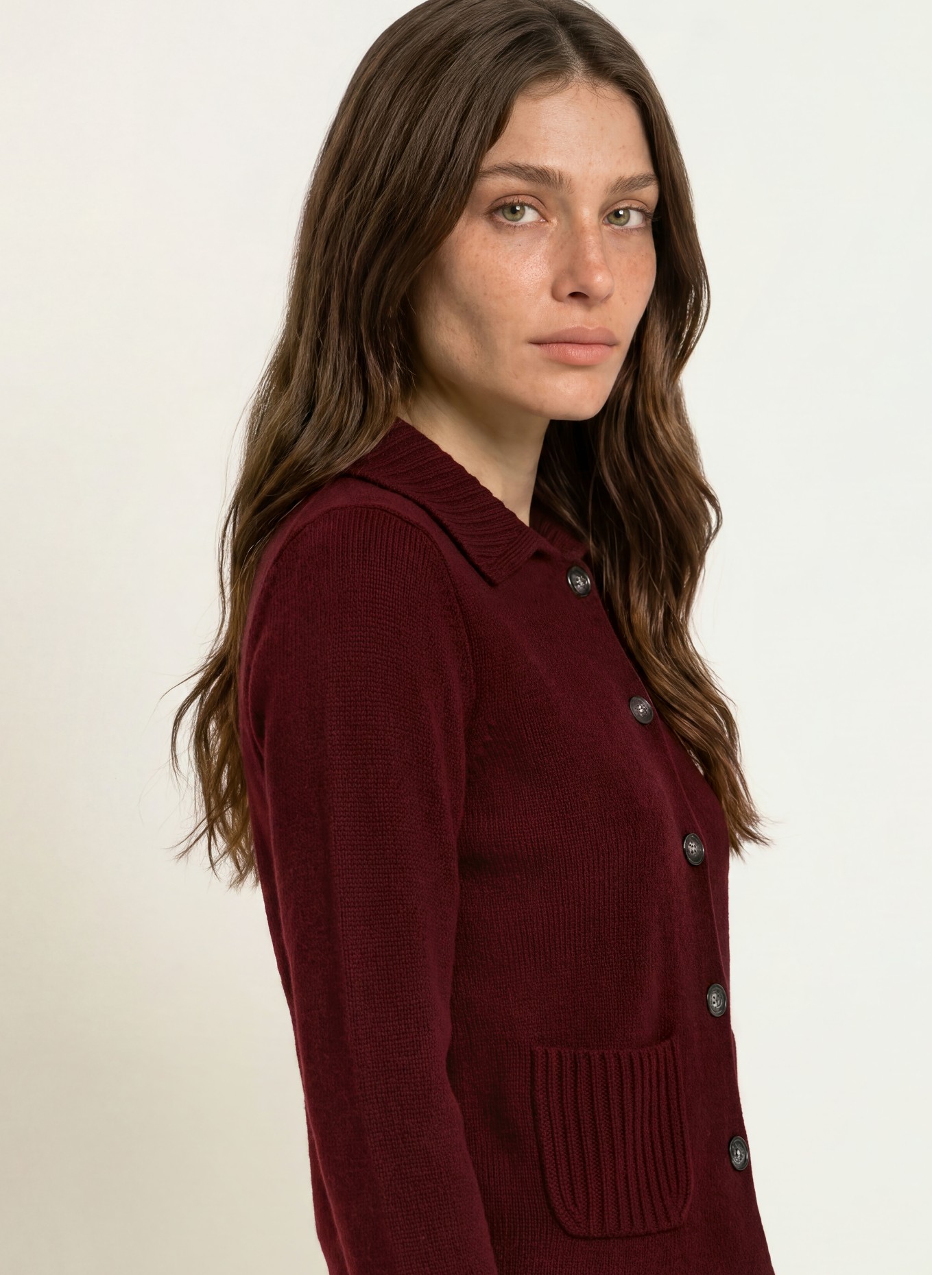 ALLUDE Cashmere Cardigan: DARK RED