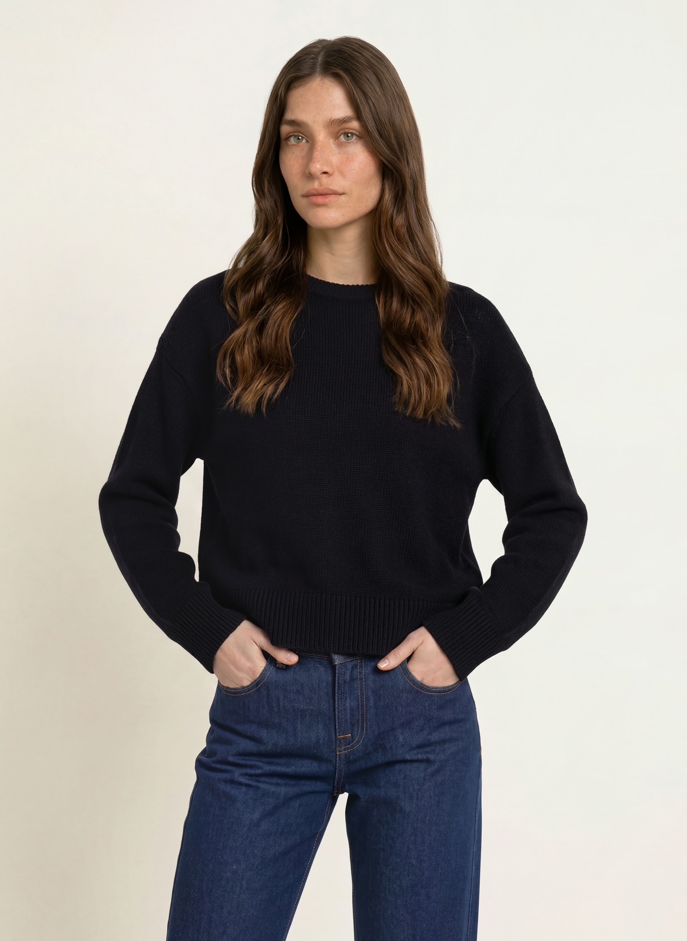 ALLUDE Kasjmiertrui: DONKERBLAUW