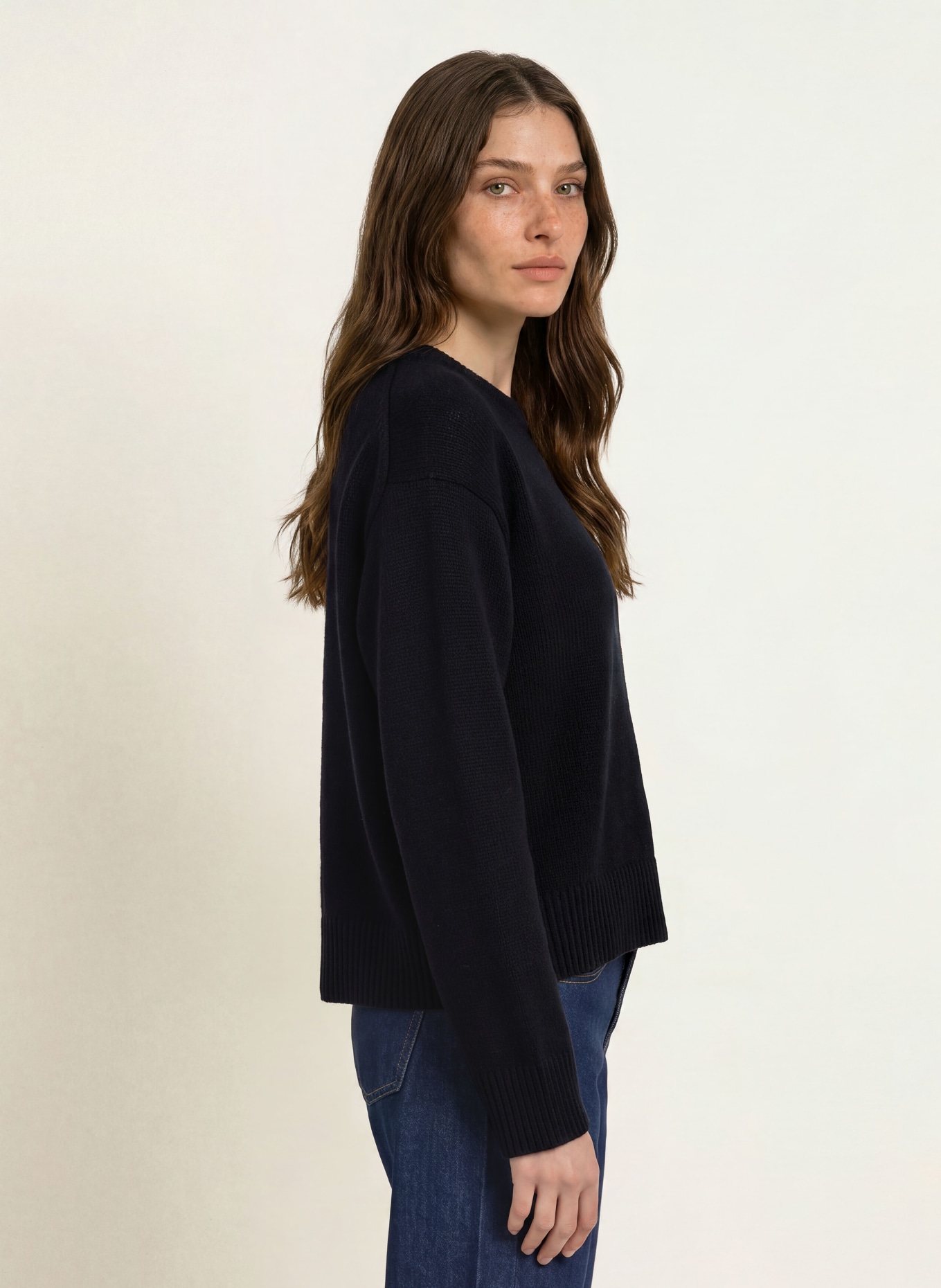 ALLUDE Kasjmiertrui: DONKERBLAUW