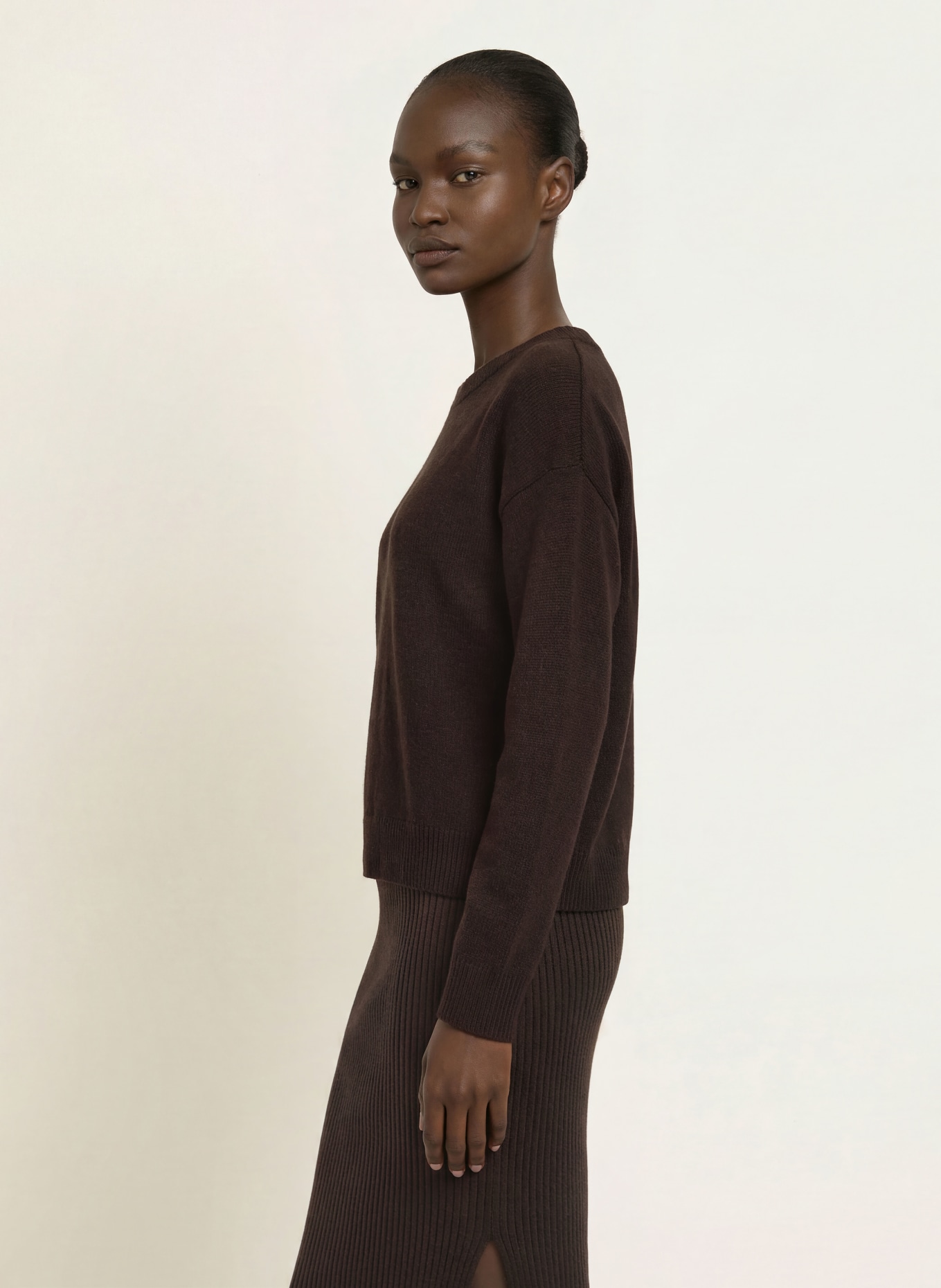 ALLUDE Pull en cachemire: MARRON FONCÉ