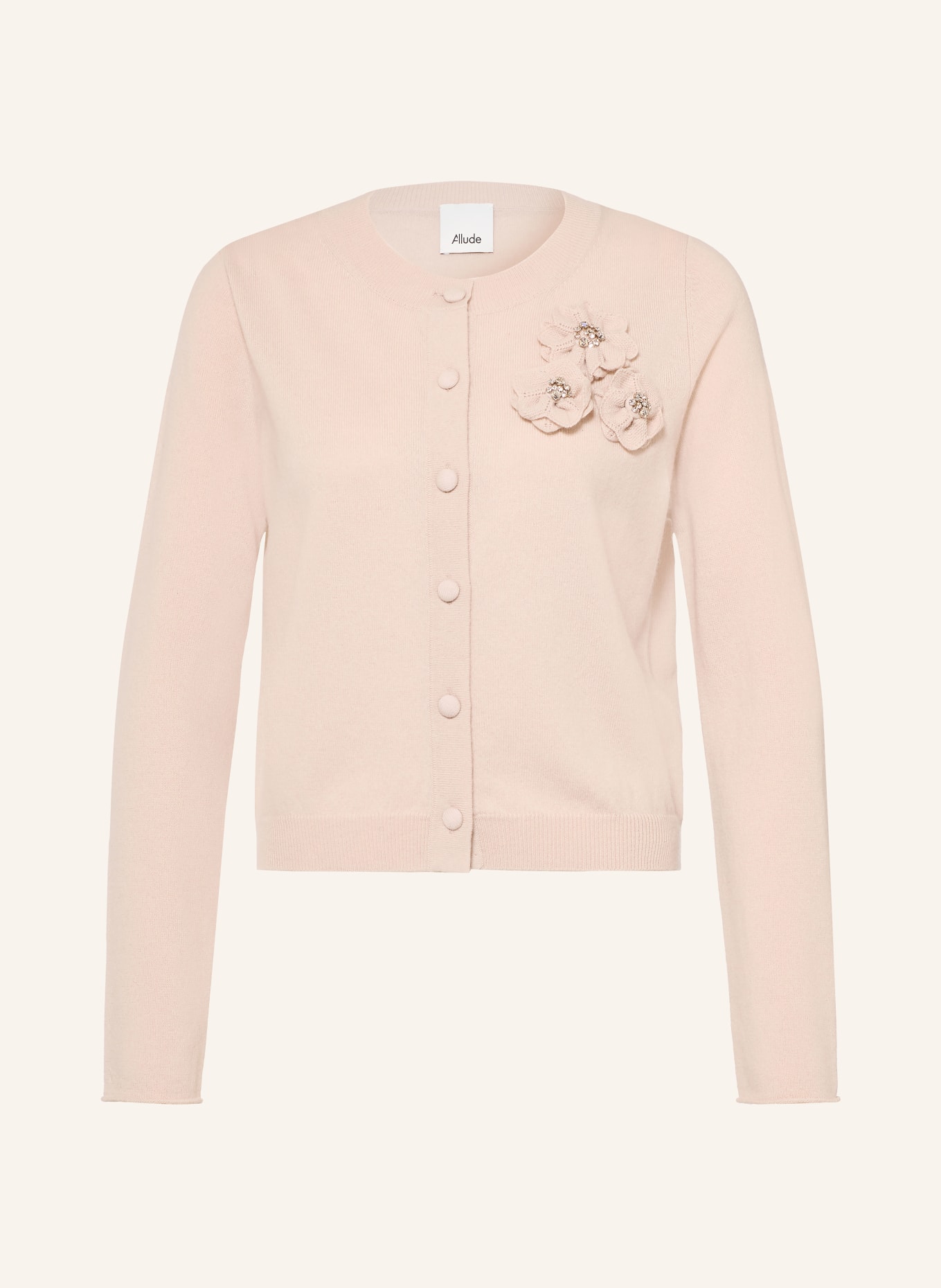 ALLUDE Gilet en cachemire et pierres précieuses: BEIGE