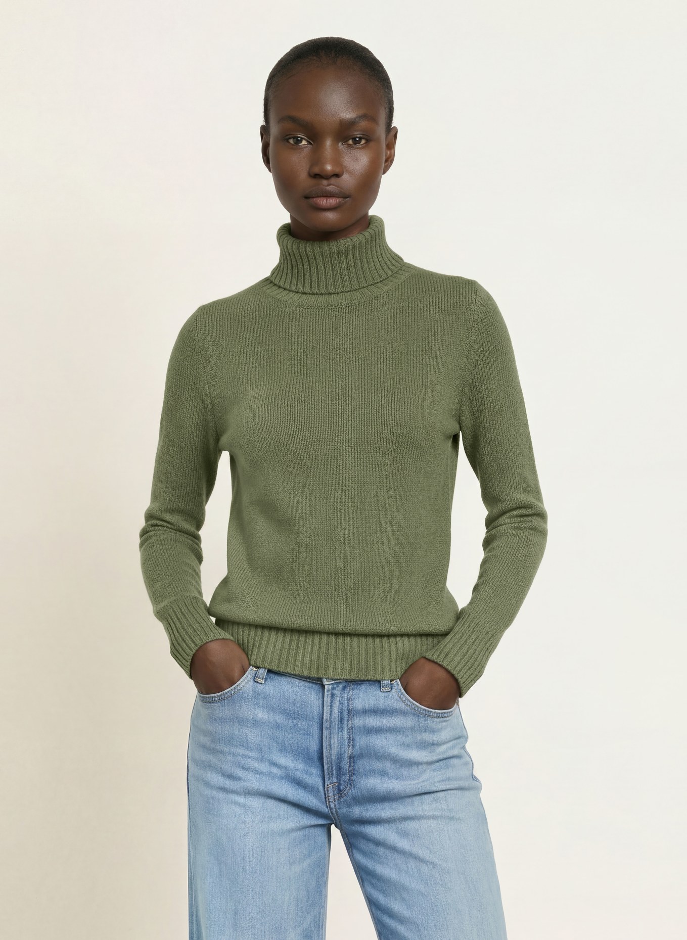 ALLUDE Rolák z kašmíru: KHAKI