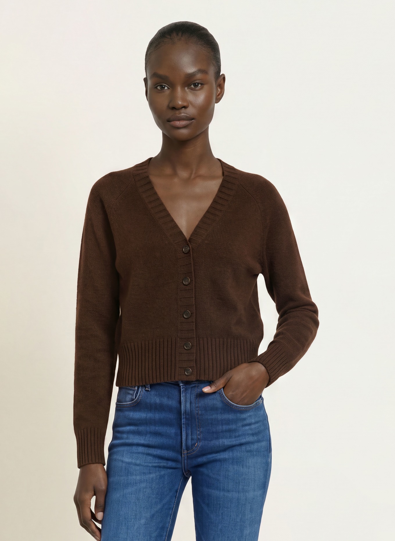 ALLUDE Gilet en cachemire: MARRON FONCÉ