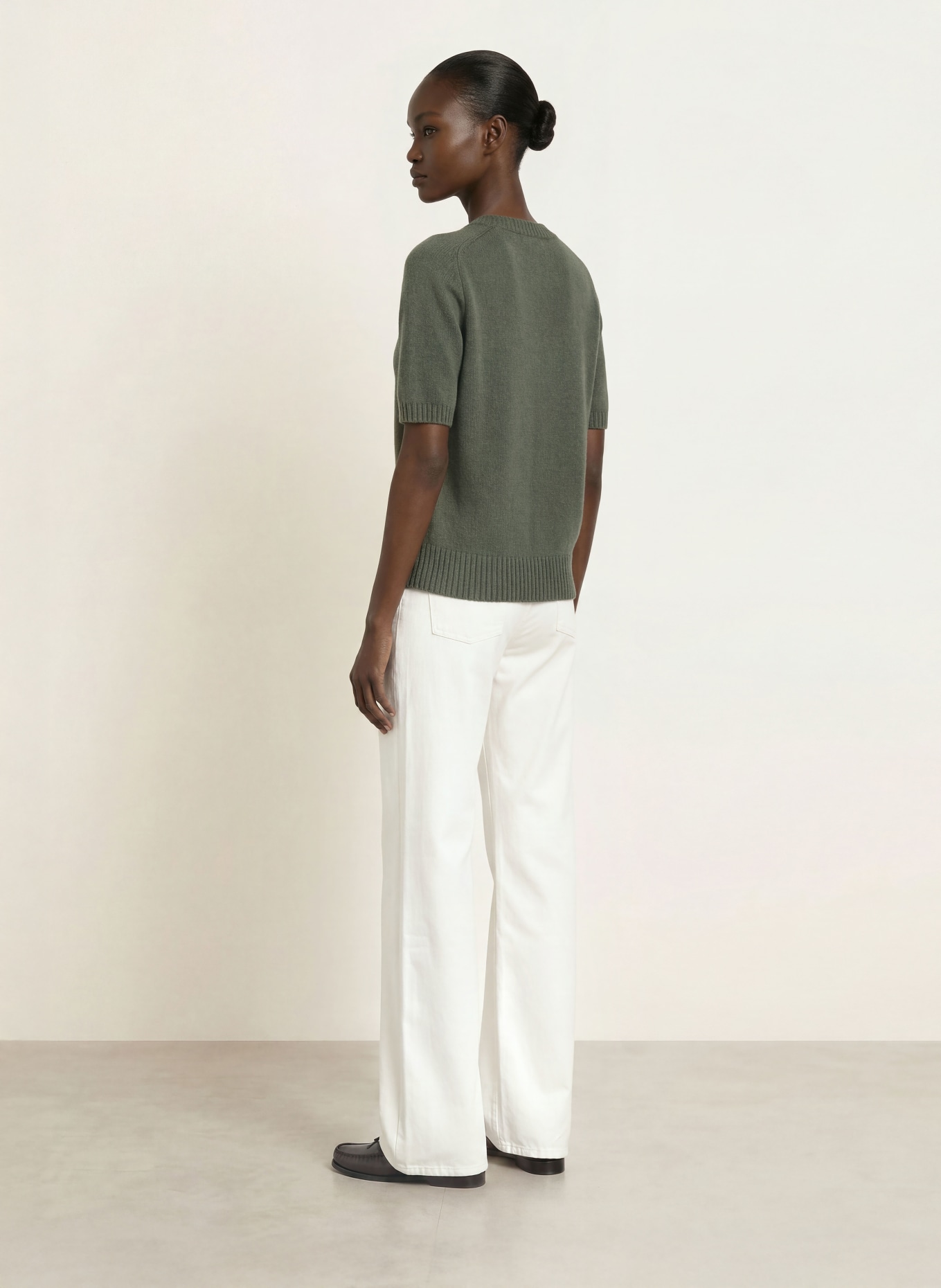 ALLUDE Gebreid shirt van kasjmier: KAKI