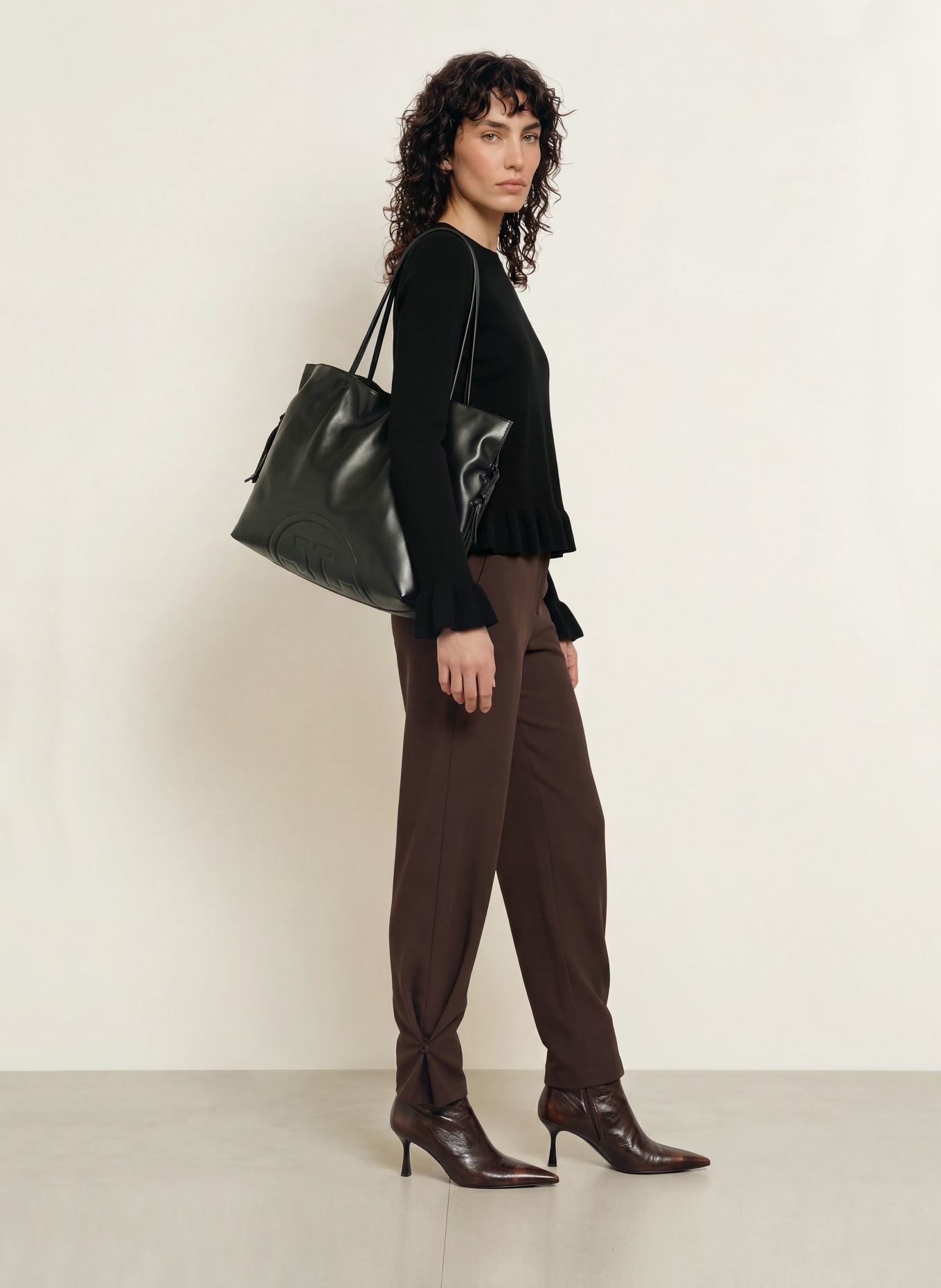 ALLUDE Pullover mit Cashmere und Volants: SCHWARZ
