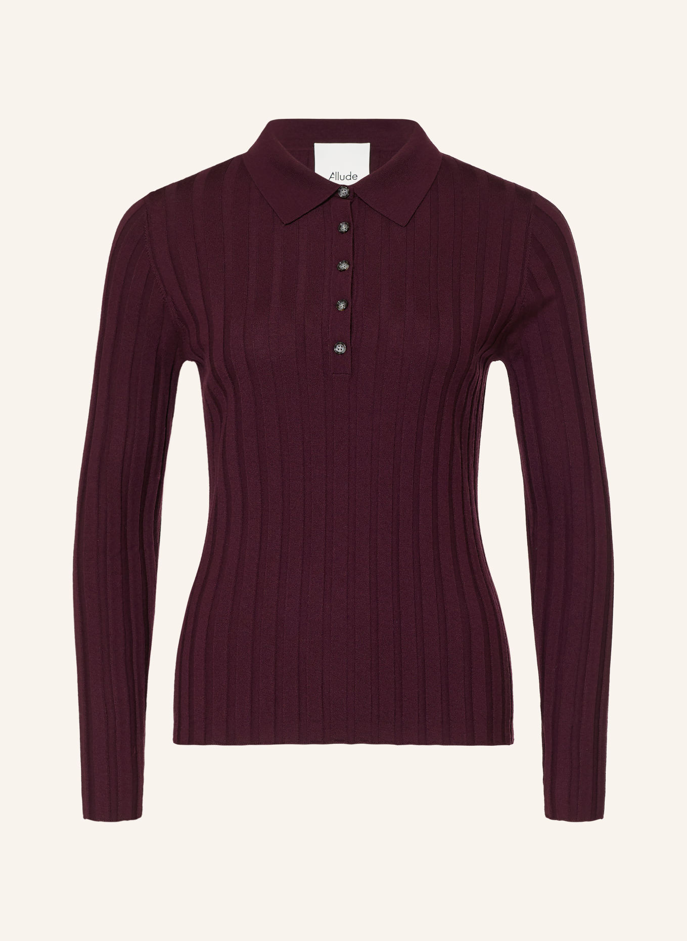 ALLUDE Strick-Poloshirt: DUNKELLILA