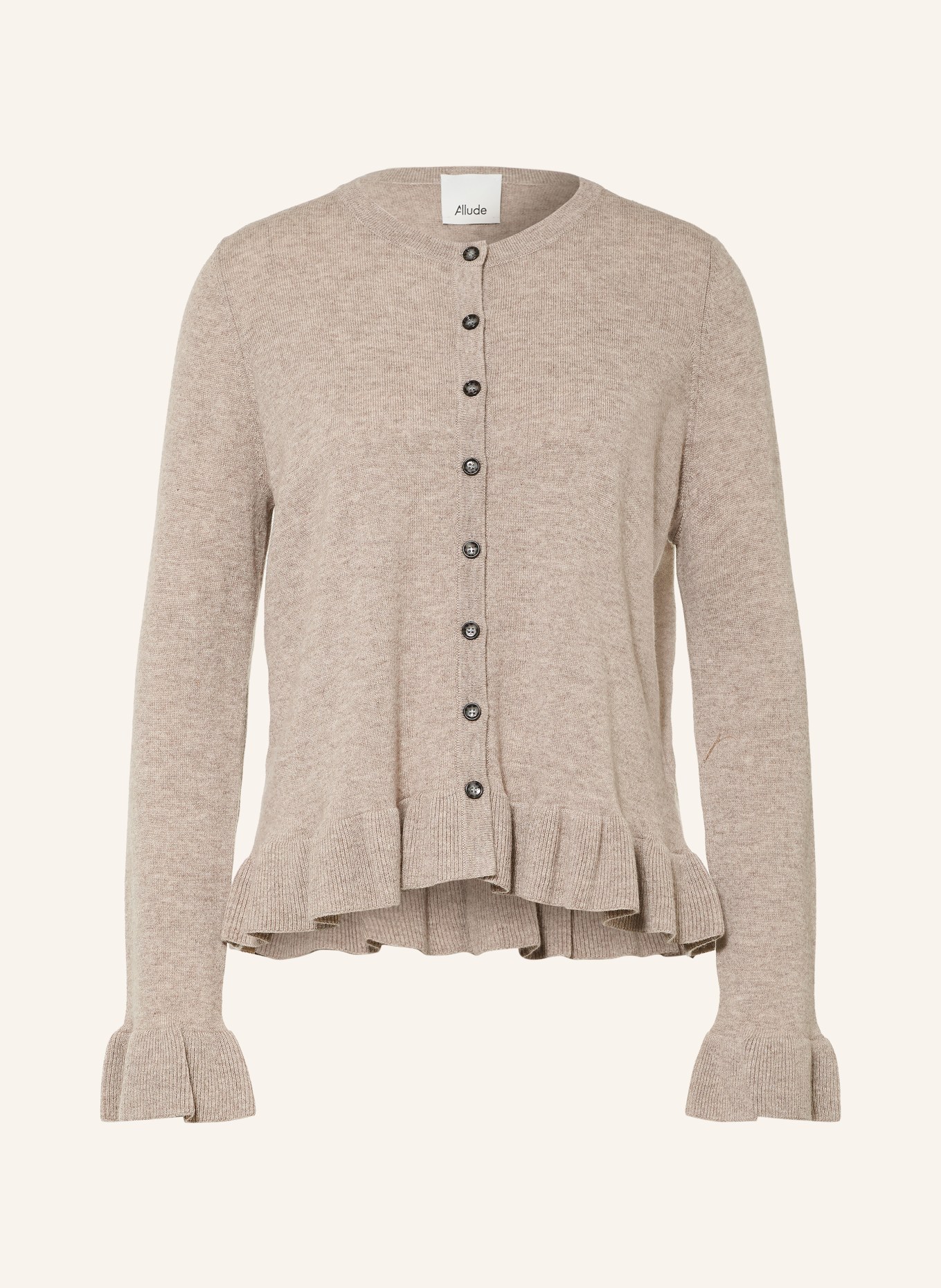 ALLUDE Gilet en cachemire à volants: BEIGE