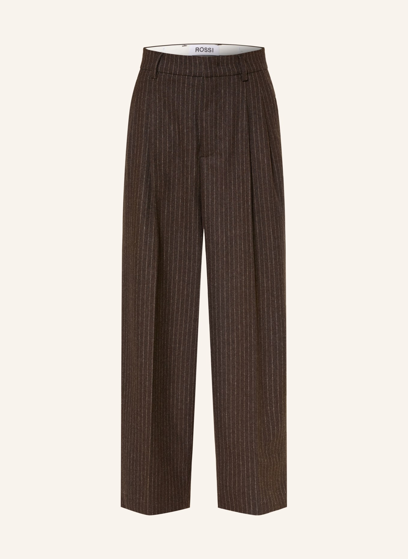 ROSSI 7/8 broek NOA van flanel: MARRON FONCÉ / WIT