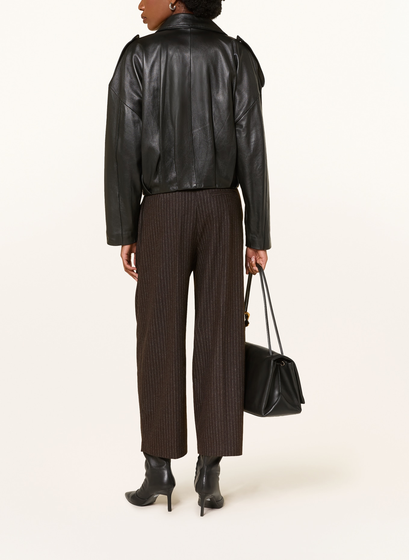 ROSSI 7/8 broek NOA van flanel: MARRON FONCÉ / WIT